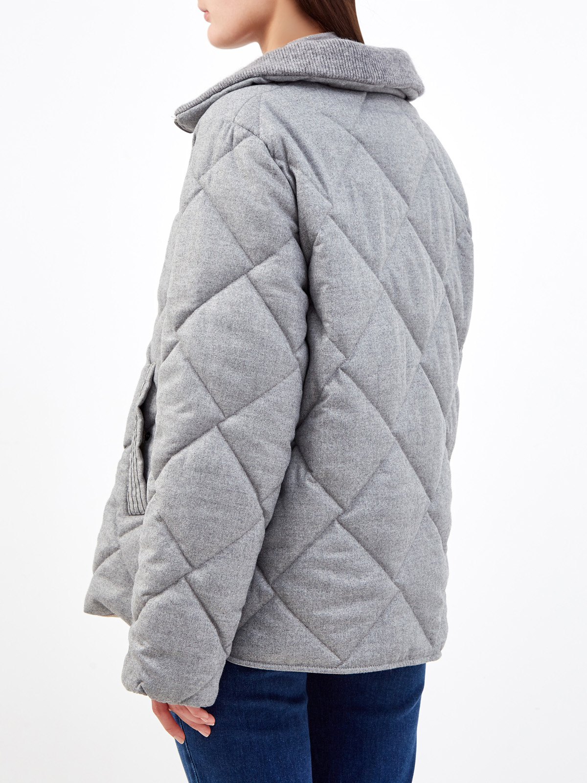 Куртка из мягкой стеганой фланели с декором Punto Luce PESERICO, цвет серый, размер 48 - фото 4
