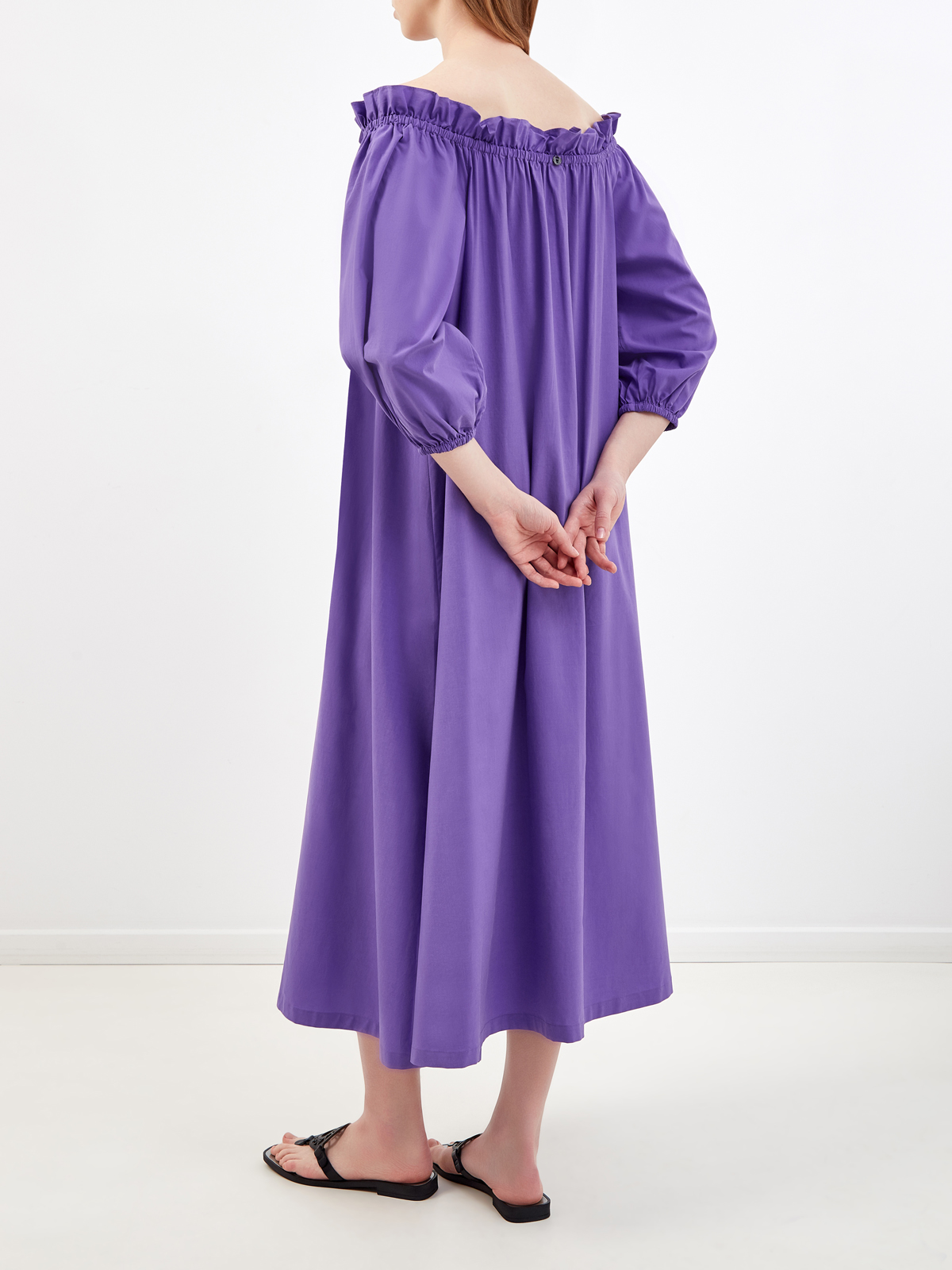 Платье K/DNA с открытыми плечами и оборками KARL LAGERFELD, цвет фиолетовый, размер S;M;L;XS Платье K/DNA с открытыми плечами и оборками - фото 4