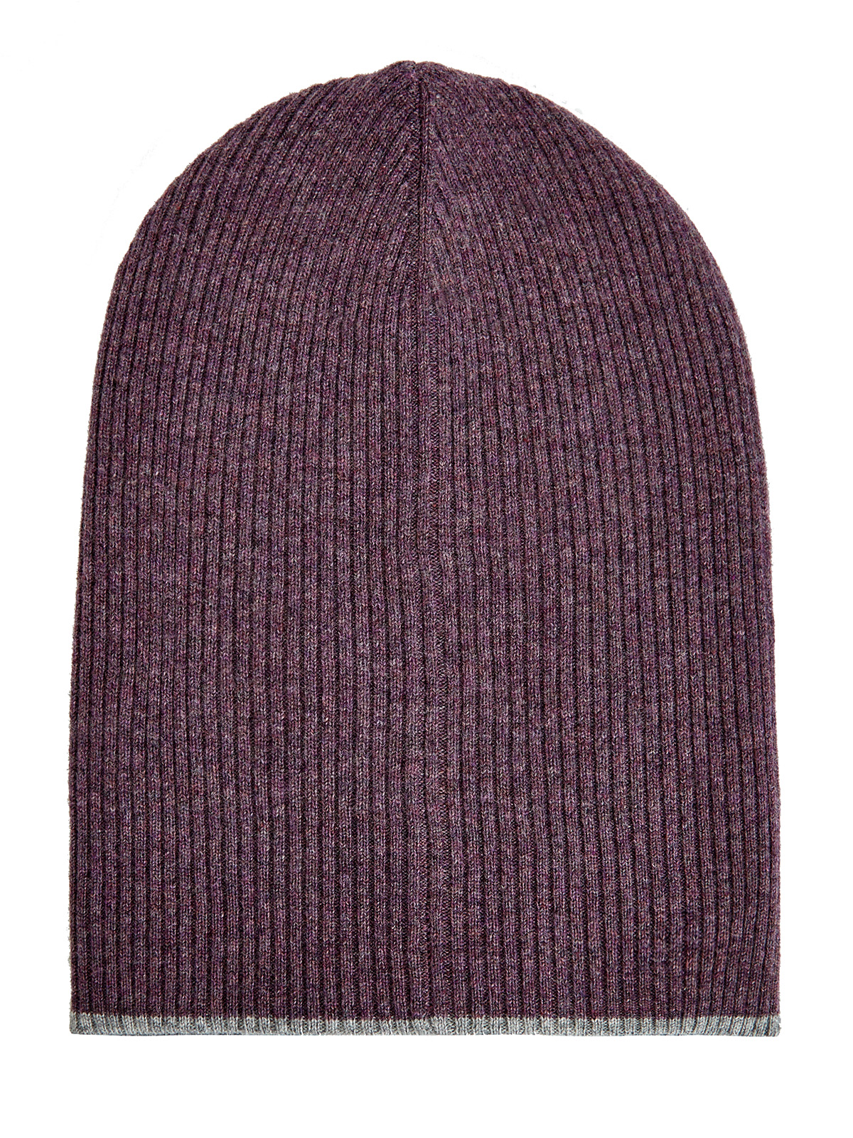 Шапка из мягкой кашемировой пряжи с контрастным кантом BRUNELLO CUCINELLI, цвет фиолетовый, размер L - фото 2