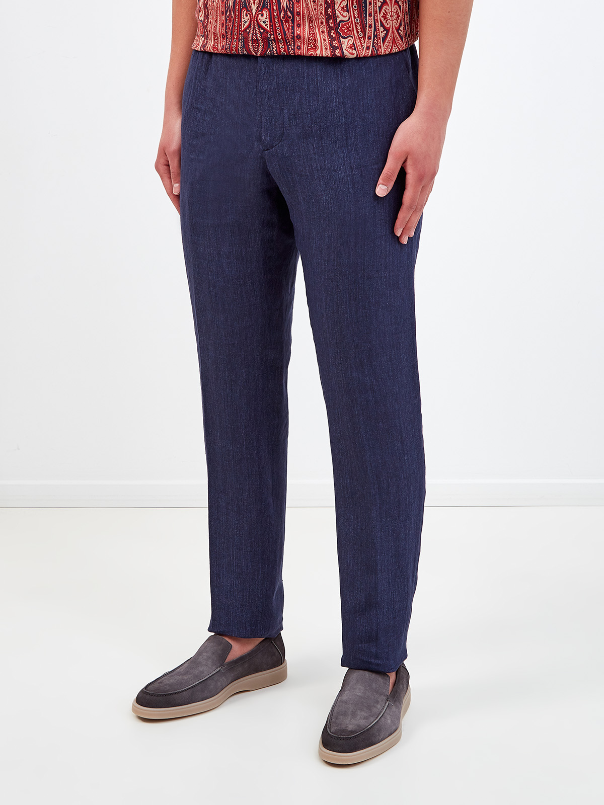 Льняные брюки прямого кроя с меланжевым эффектом ETRO, цвет синий, размер 48;50;52;54 - фото 3