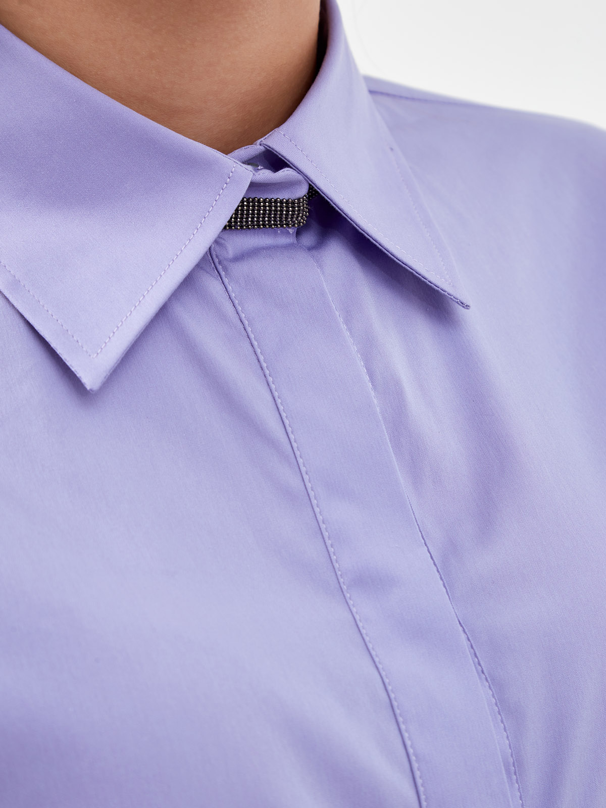 Классическая рубашка из поплина с ювелирной вставкой FABIANA FILIPPI, цвет фиолетовый, размер 38;40;42;44 - фото 5