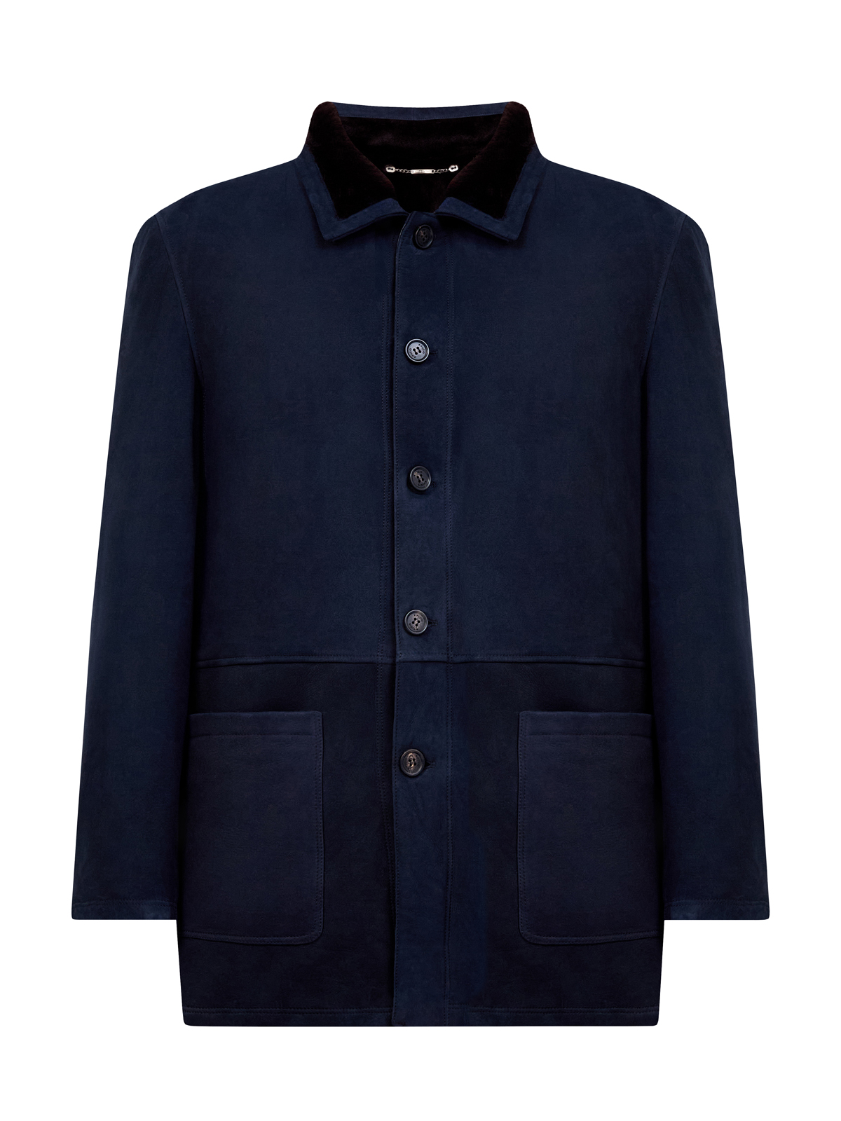 

Дубленка ручной работы с отделкой из овечьего меха, Синий, Дубленка ручной работы с отделкой из овечьего меха