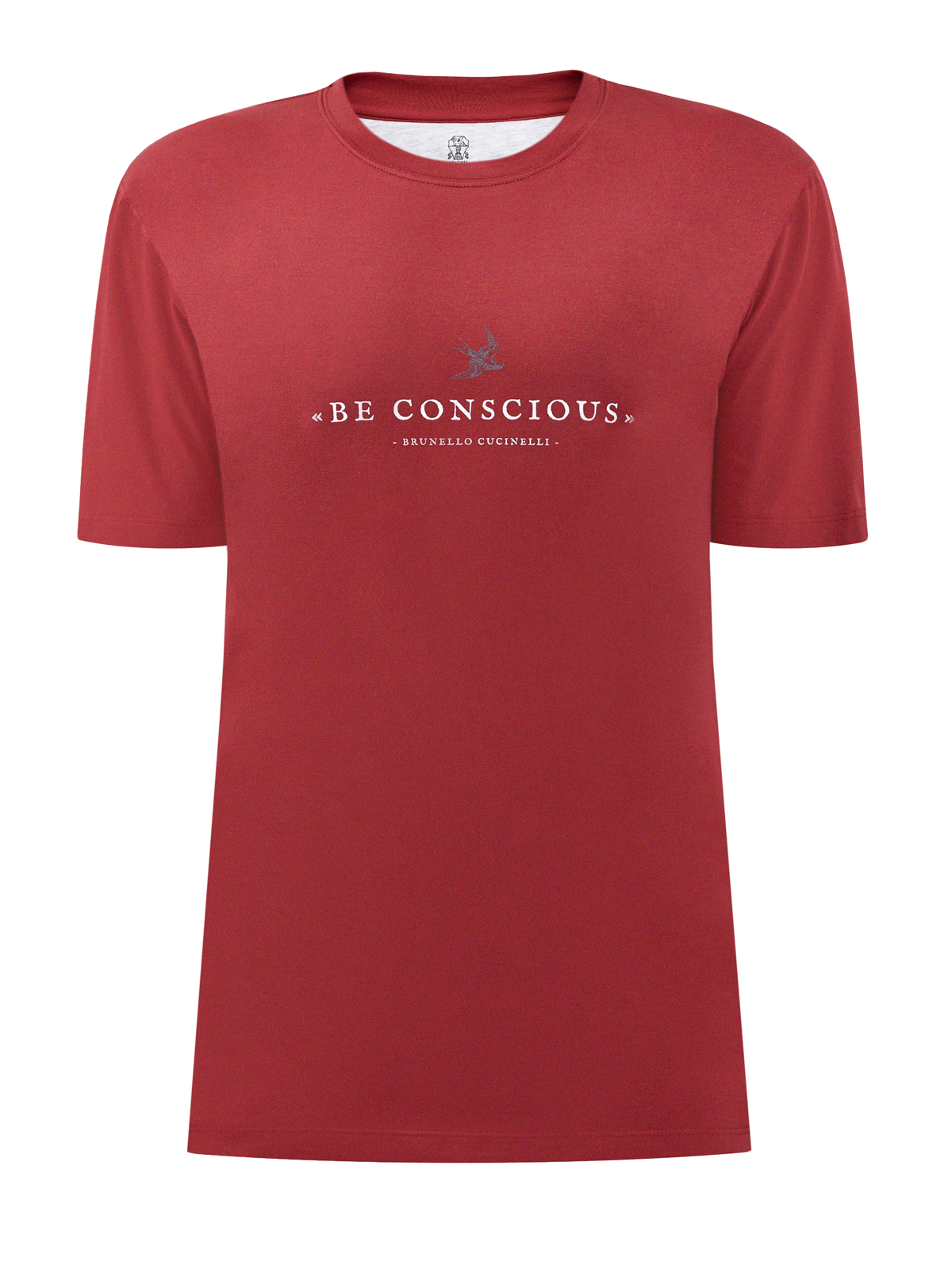 Хлопковая футболка из джерси с принтом Be Conscious BRUNELLO CUCINELLI, цвет бордовый, размер 52;56;54 - фото 1