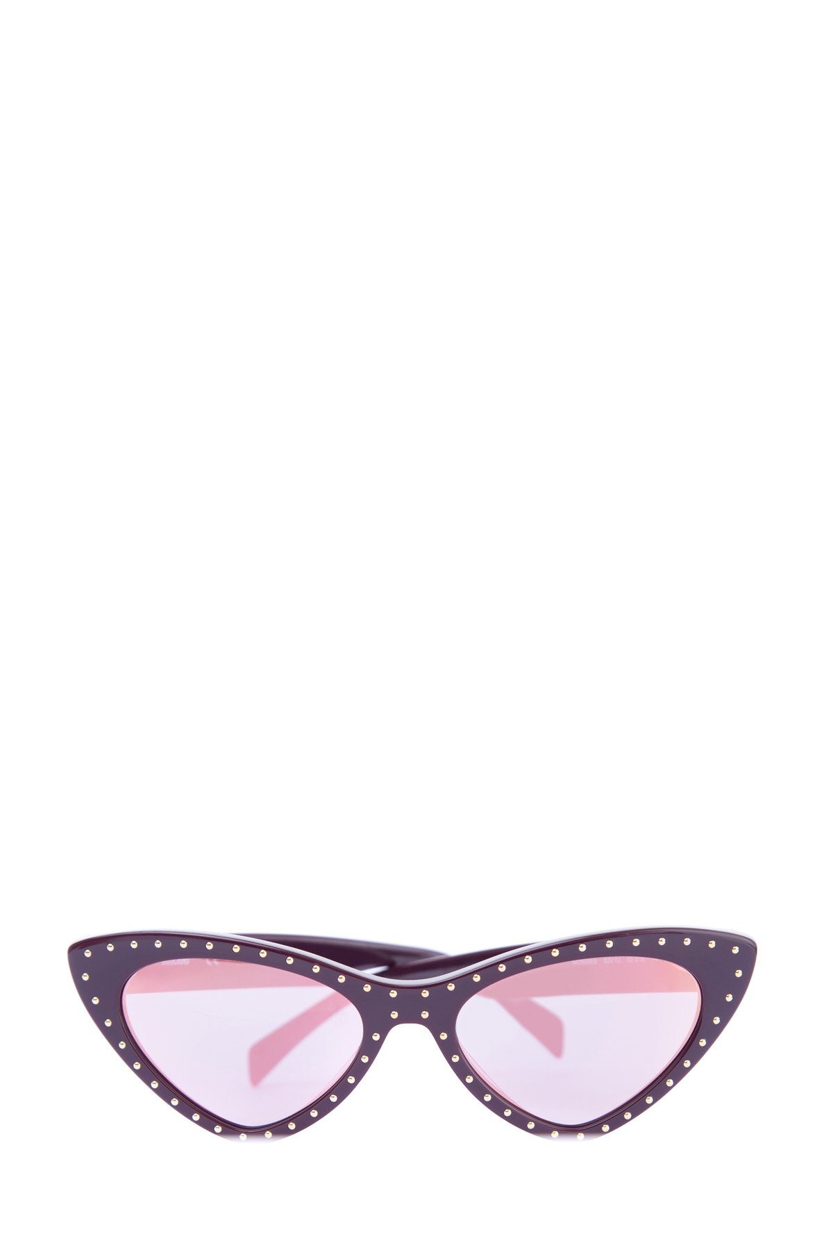 Очки в изящной оправе Cat Eye из глянцевого пластика вишневого цвета MOSCHINO (sunglasses), размер 46 - фото 1