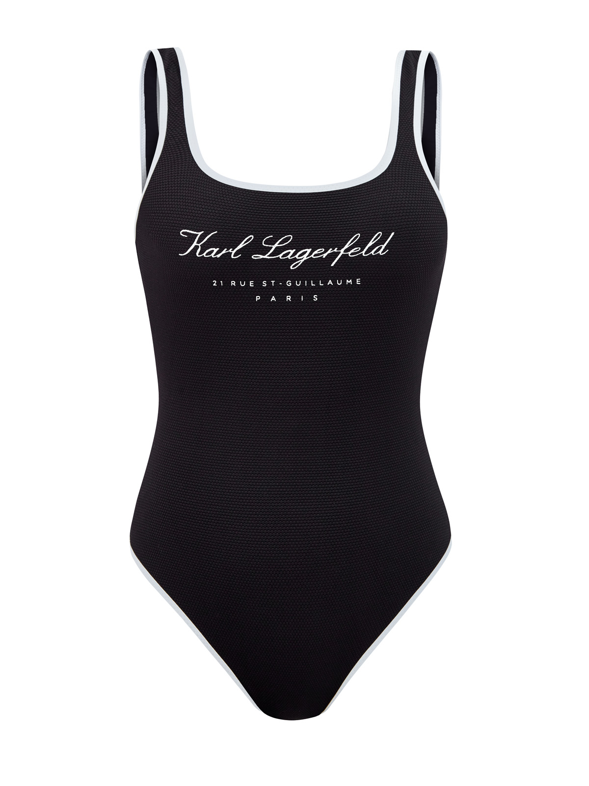 Слитный купальник с архивным принтом Hotel KARL KARL LAGERFELD, цвет черный, размер L;XS