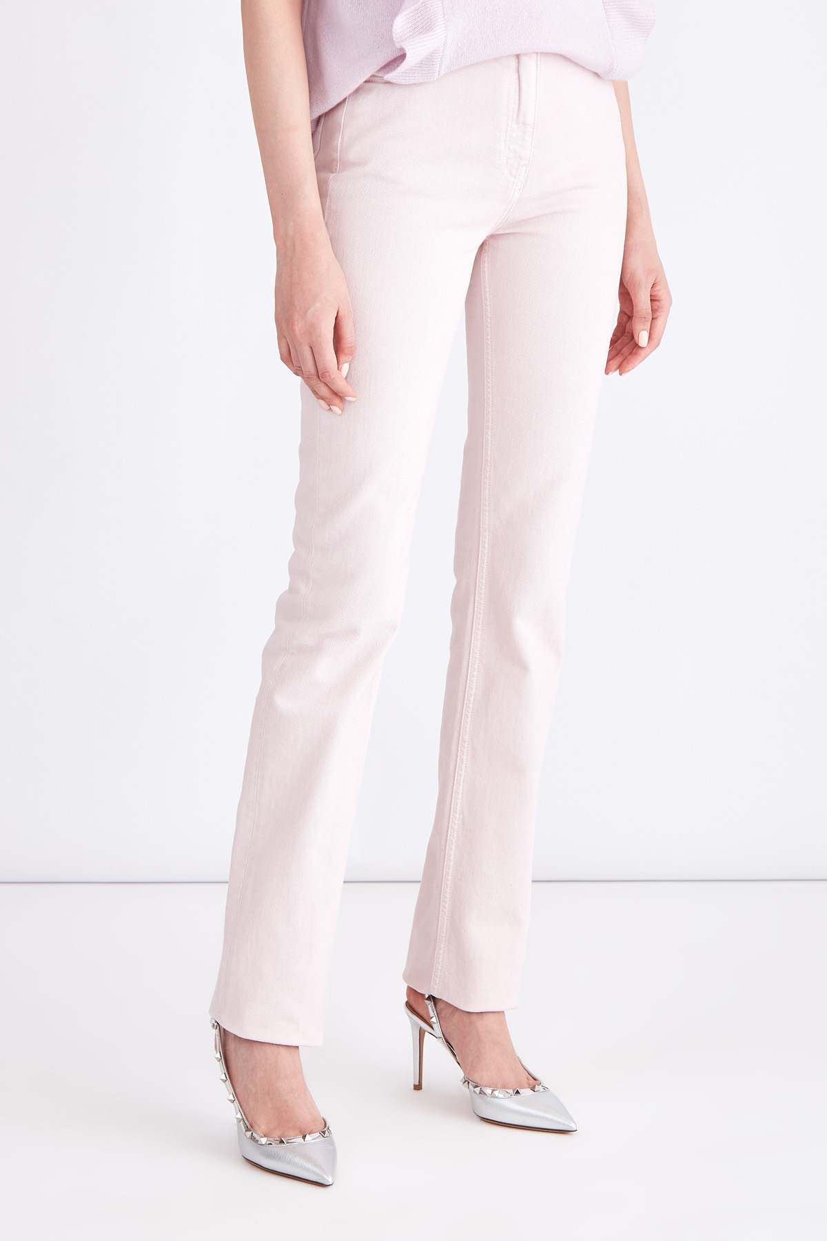 Базовые джинсы-скинни из хлопкового денима розового оттенка VALENTINO, цвет розовый, размер 40 - фото 3