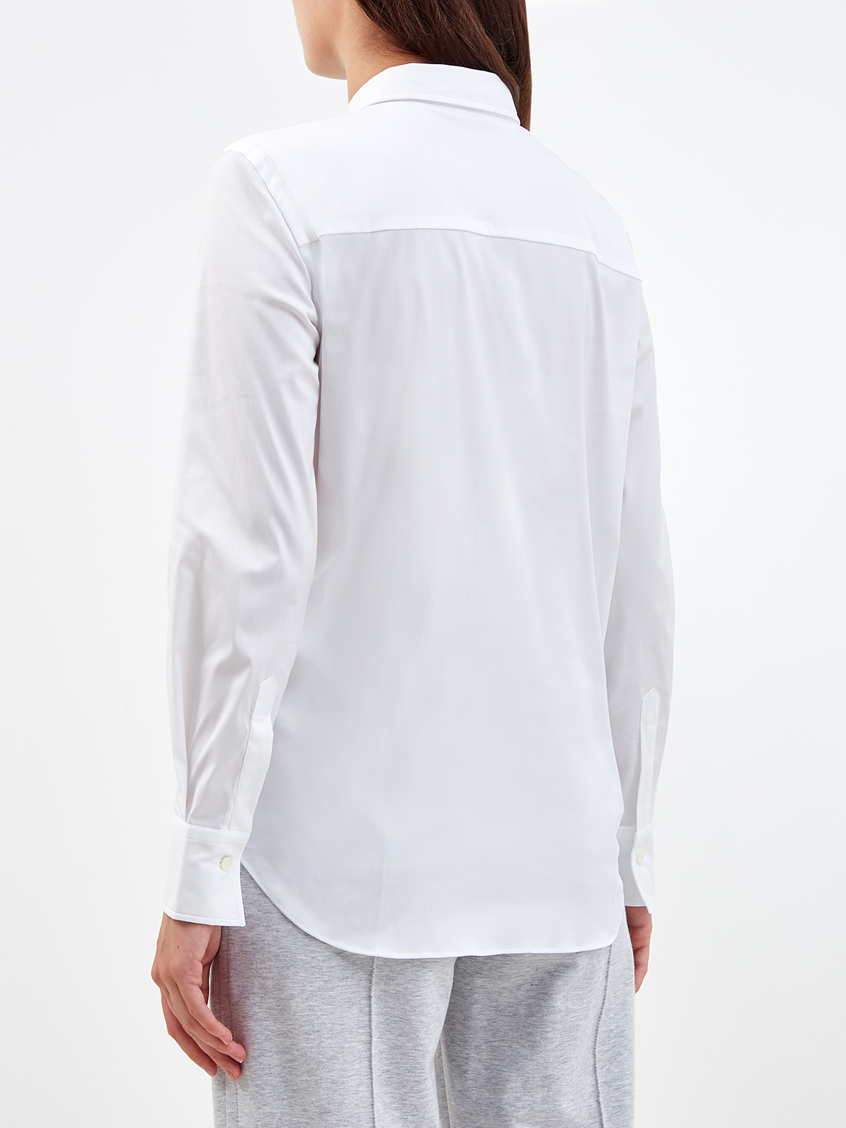 Рубашка из гладкого поплина с мерцающим декором Мониль BRUNELLO CUCINELLI, цвет белый, размер 38;40;42;44 - фото 4