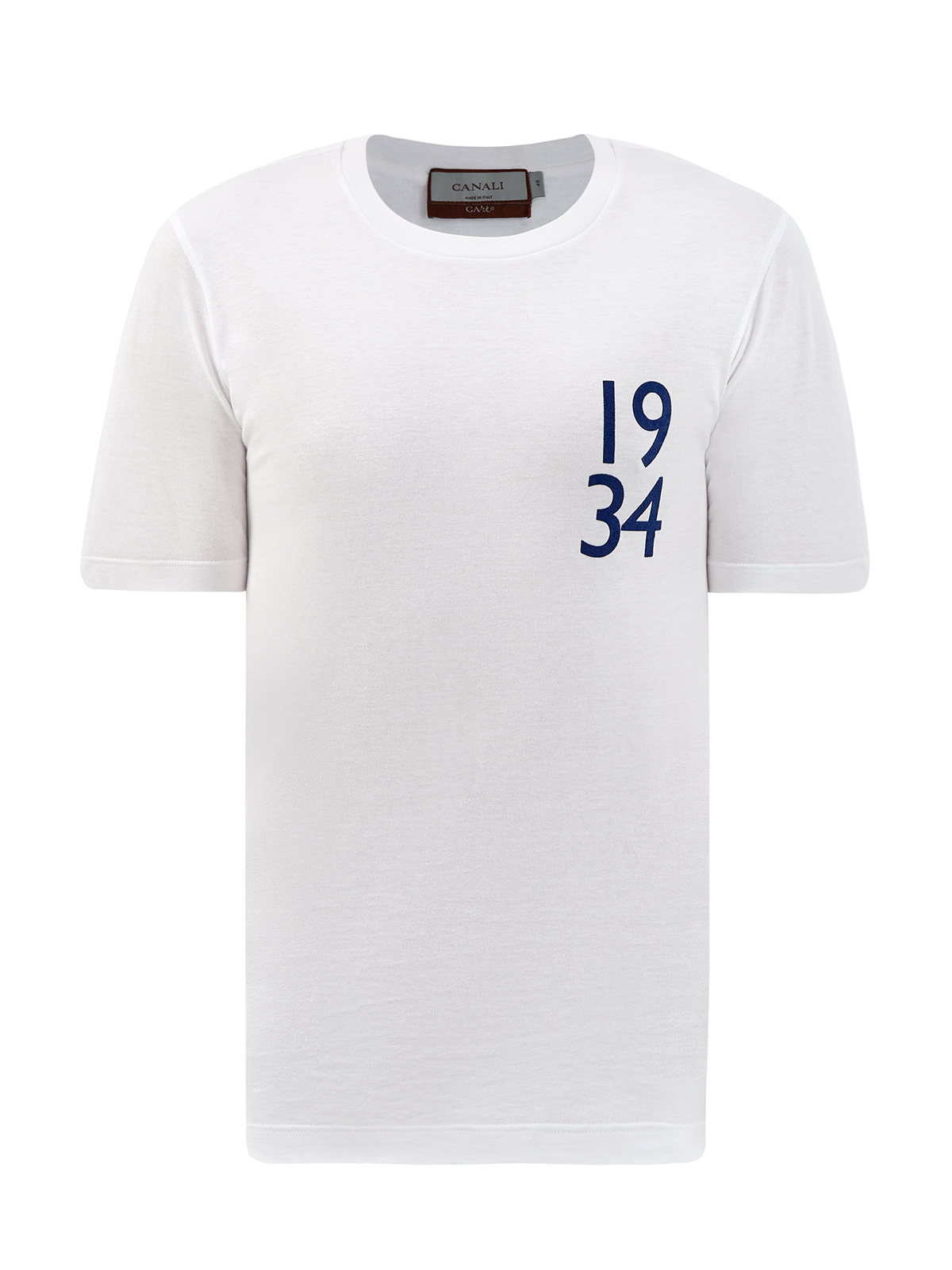 Хлопковая футболка из джерси с контрастным принтом 1934 CANALI, цвет белый, размер 48;50;52;54;56