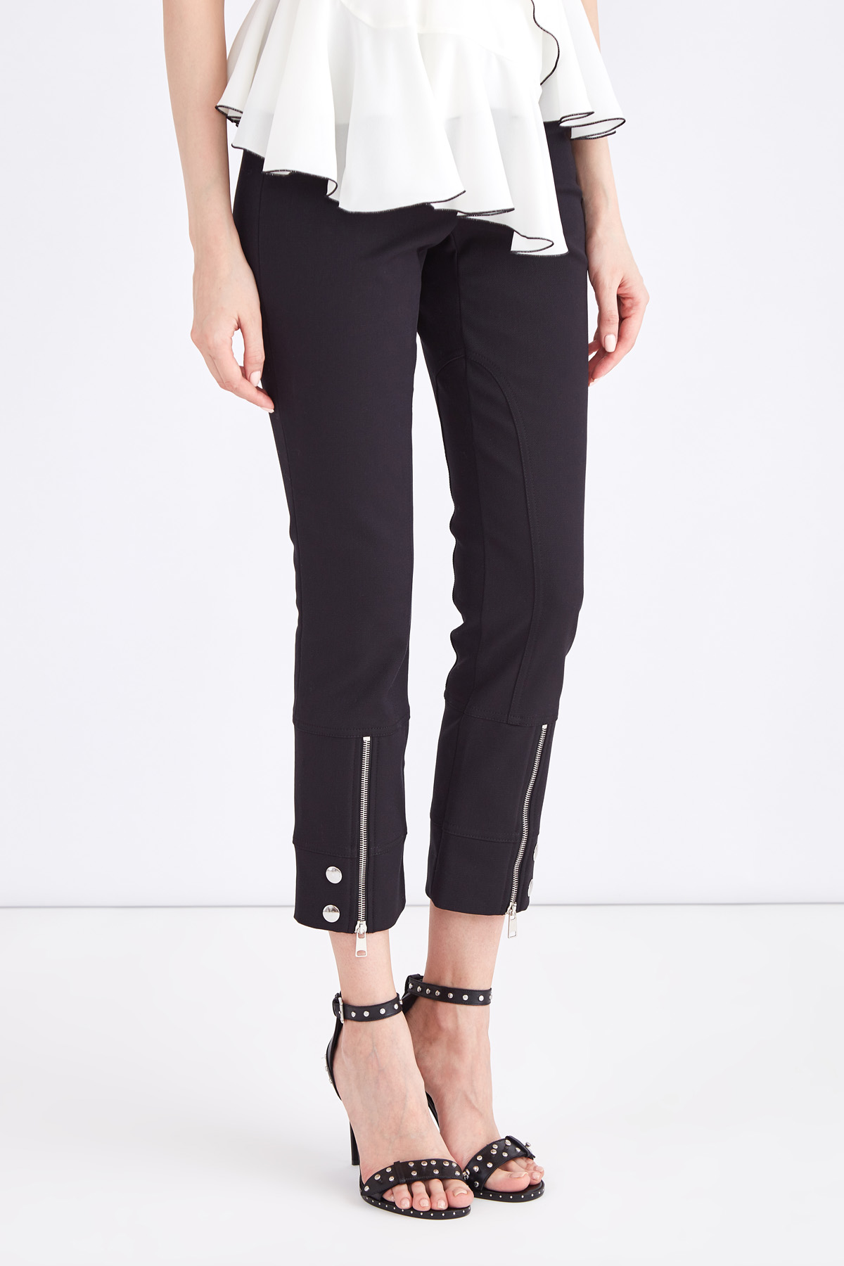 Укороченные брюки с молниями и заклепками ALEXANDER MCQUEEN, цвет черный, размер 38;42 - фото 3