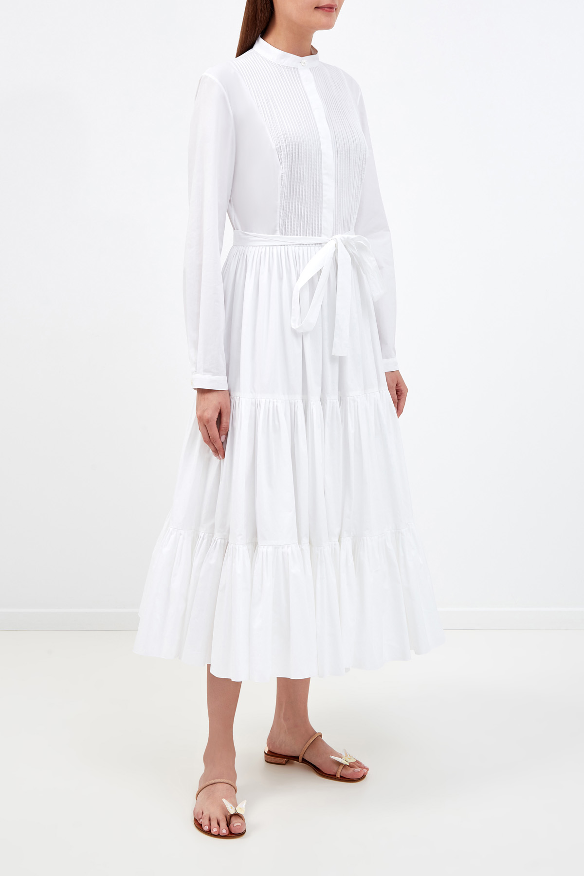 Белое платье-рубашка из хлопкового поплина с архитектурным подолом ALEXANDER TEREKHOV, цвет белый, размер 42 - фото 3