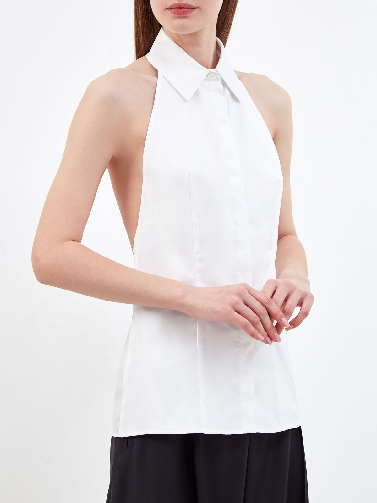 Приталенная рубашка без рукавов с вырезом на спинке GOOROO, цвет белый, размер 40;42;44;38 - фото 3
