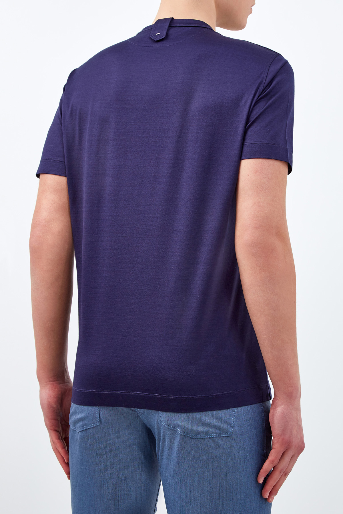 Хлопковая футболка с круглым вырезом CORTIGIANI, цвет синий, размер 52;54;56;58;64;50;60 - фото 4