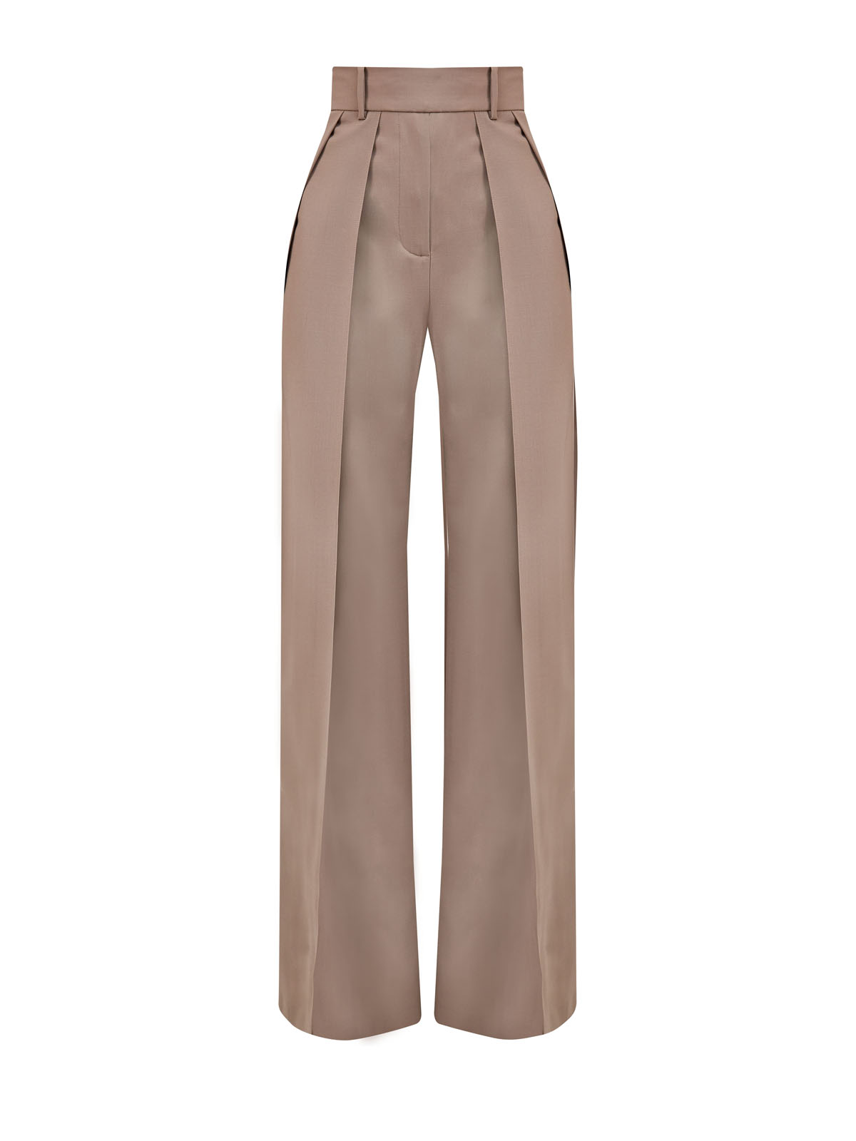 Высокие брюки-палаццо из гладкой шерсти с защипами