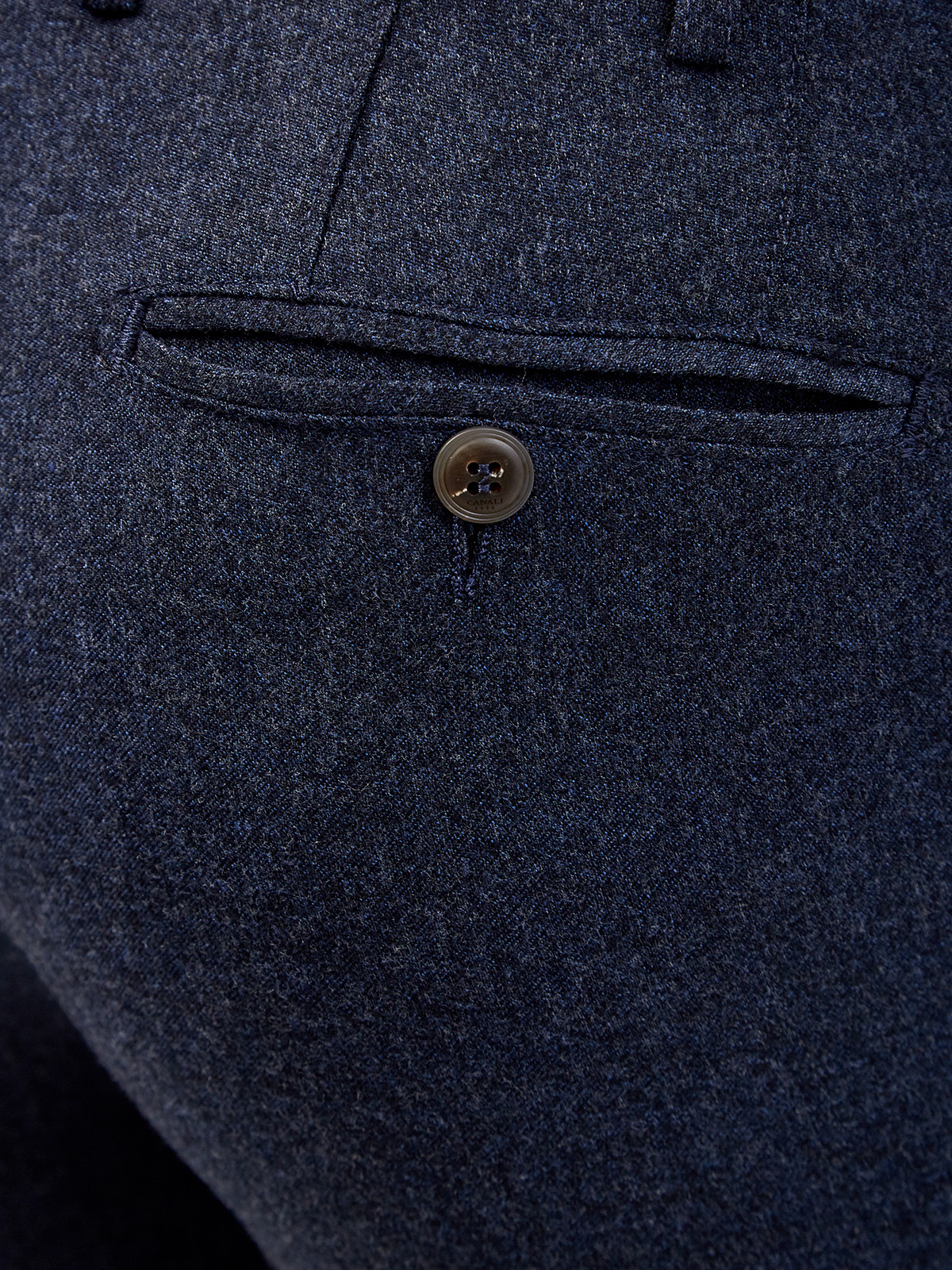 Брюки из тонкой шерсти с накладными карманами CANALI, цвет синий, размер 52;54;56;48;46 - фото 5
