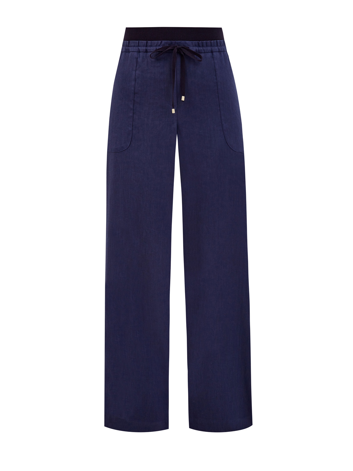 Льняные брюки-палаццо с эластичным поясом LORENA ANTONIAZZI, цвет синий, размер 46;48;50 - фото 1
