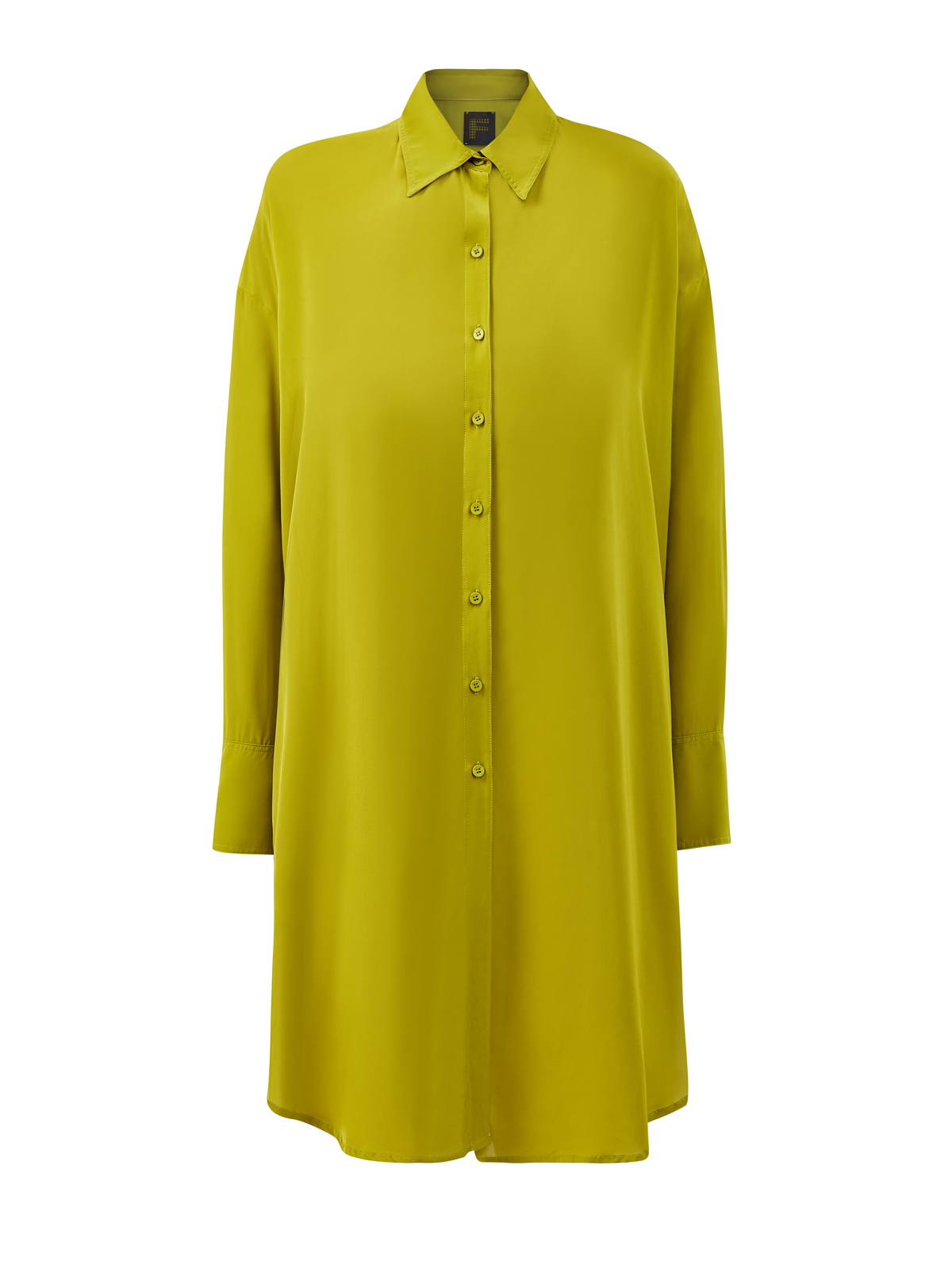 Свободное платье-рубашка с логотипом из стразов FISICO, цвет зеленый, размер S;L;M - фото 1