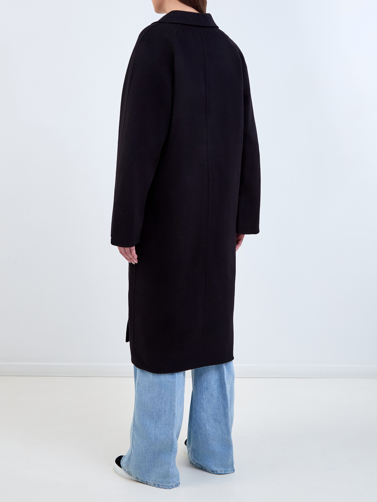 Двубортное пальто кроя oversize из плотной шерстяной ткани KARL LAGERFELD, цвет черный, размер 42;44;46;48 - фото 4