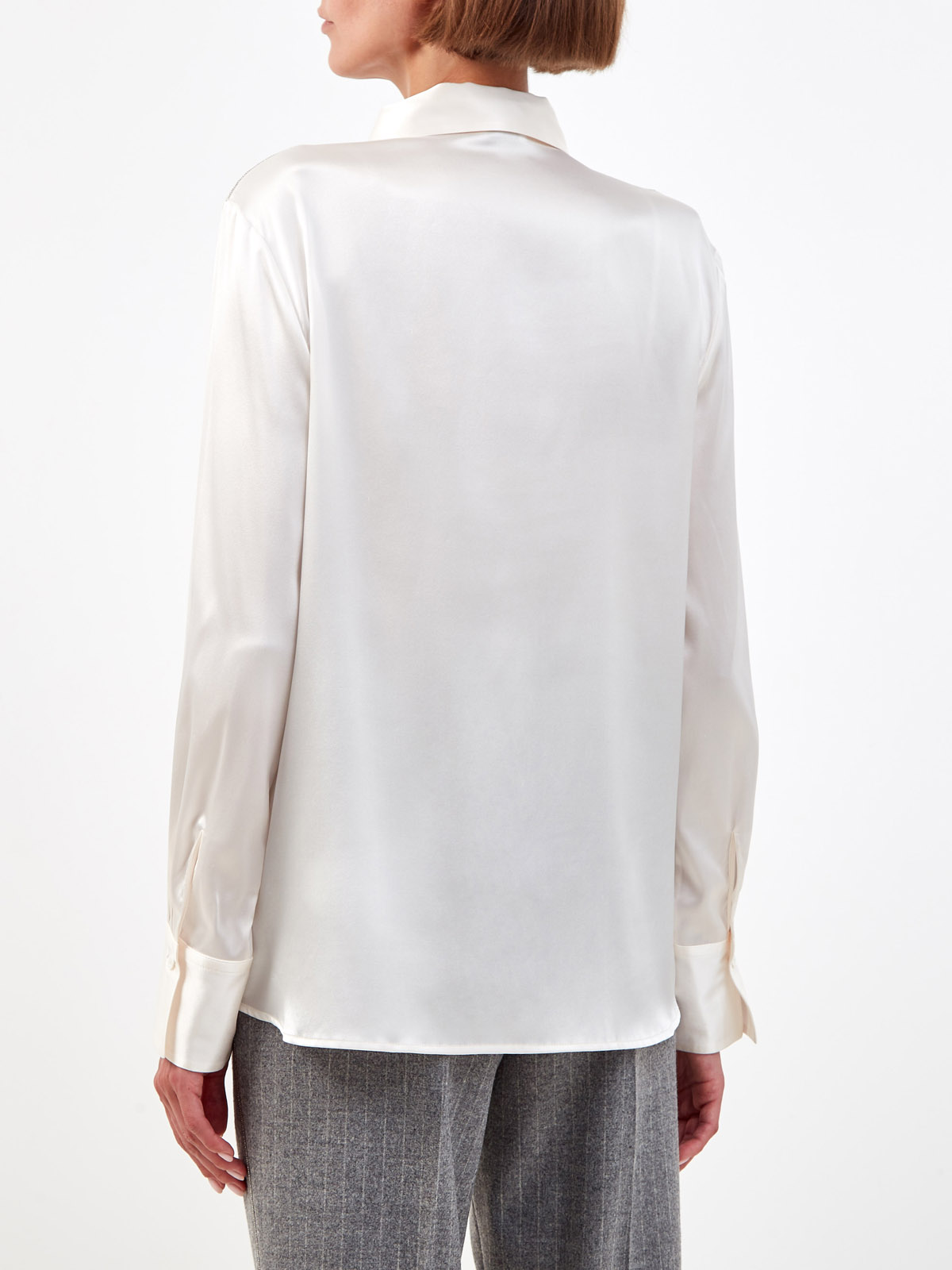 Шелковая блуза с ювелирными цепочками Punto Luce PESERICO, цвет белый, размер 44;46;48 - фото 4