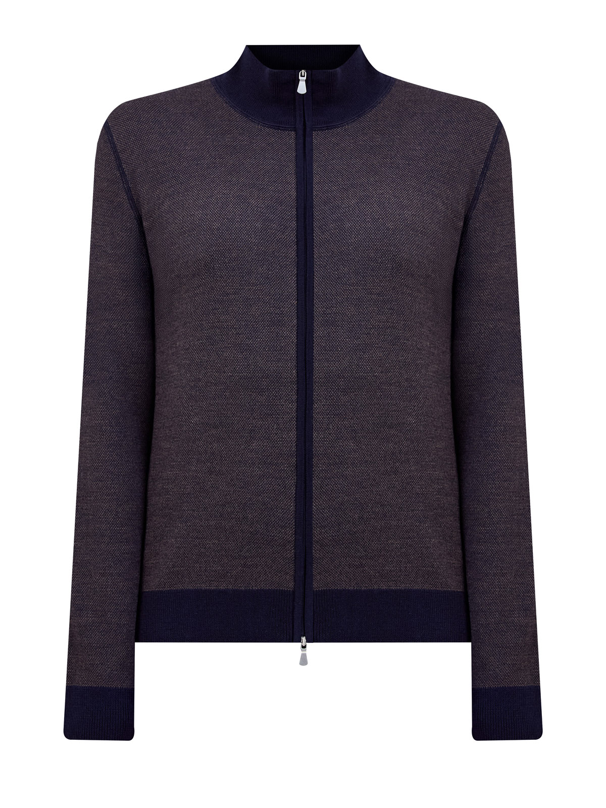 

Кардиган из шерсти с контрастным кантом и застежкой-молнией, Синий, Кардиган из шерсти с контрастным кантом и застежкой-молнией