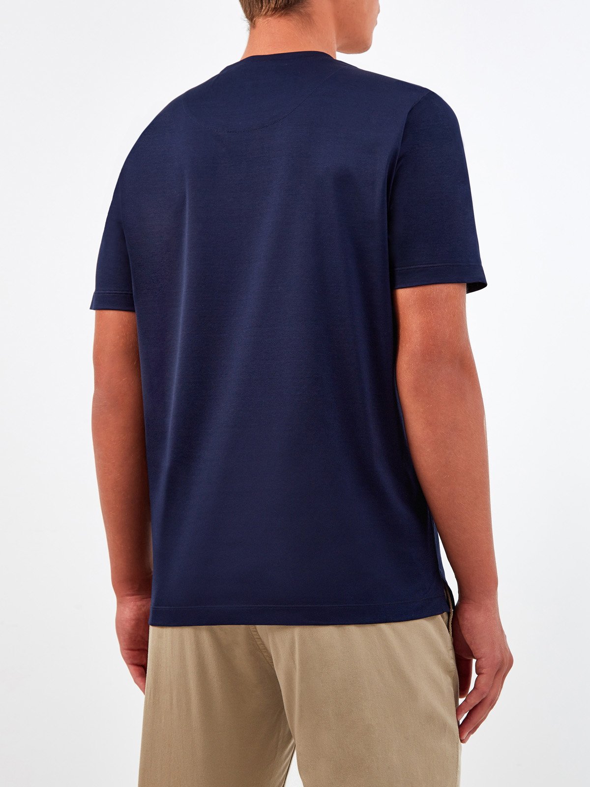 Хлопковая футболка с принтом в технике горячей печати CANALI, цвет синий, размер 56;58;60;50;52;54 - фото 4