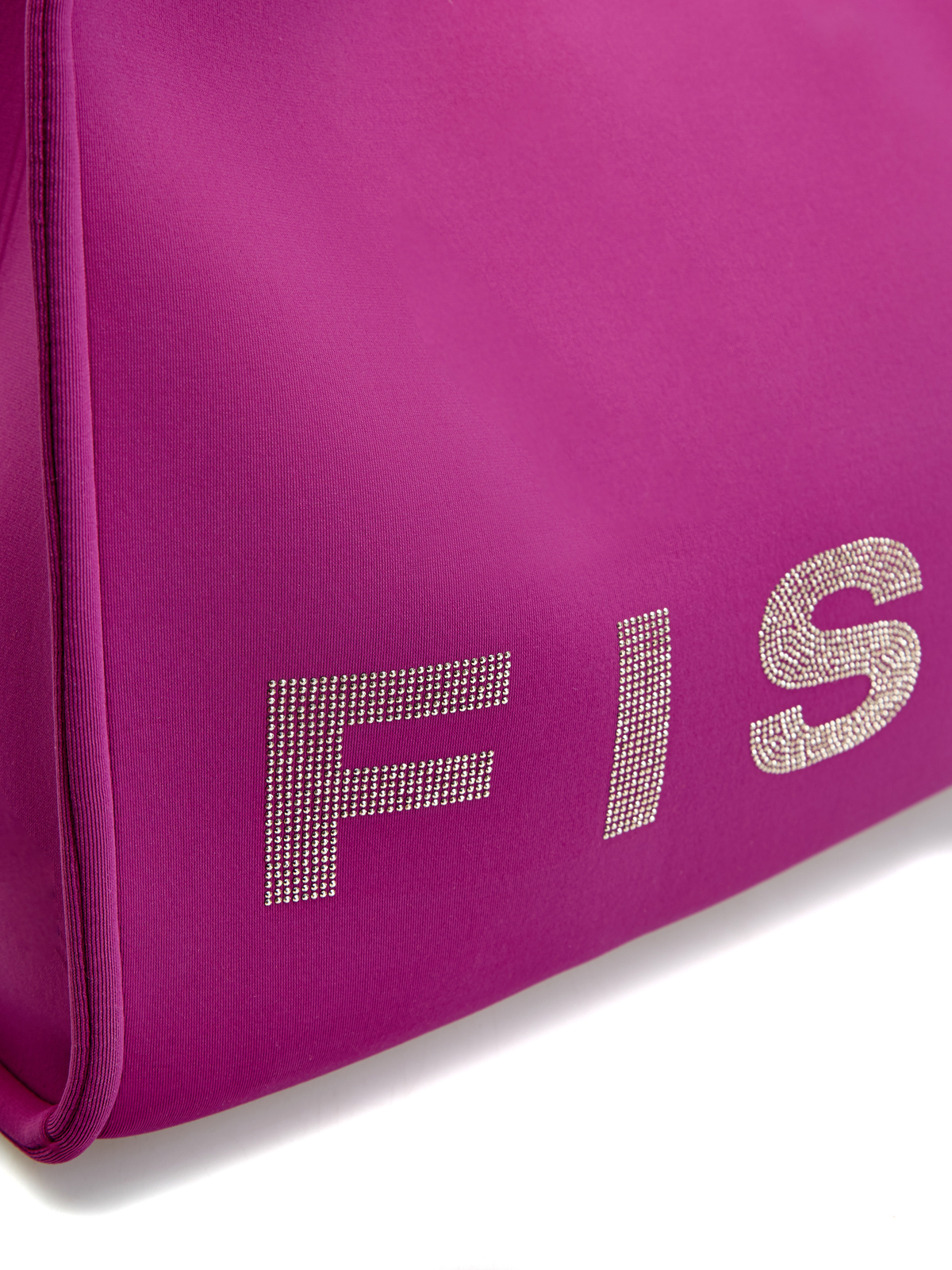 Мягкая сумка-шоппер с логотипом из мерцающих стразов FISICO, цвет фиолетовый, размер M - фото 6