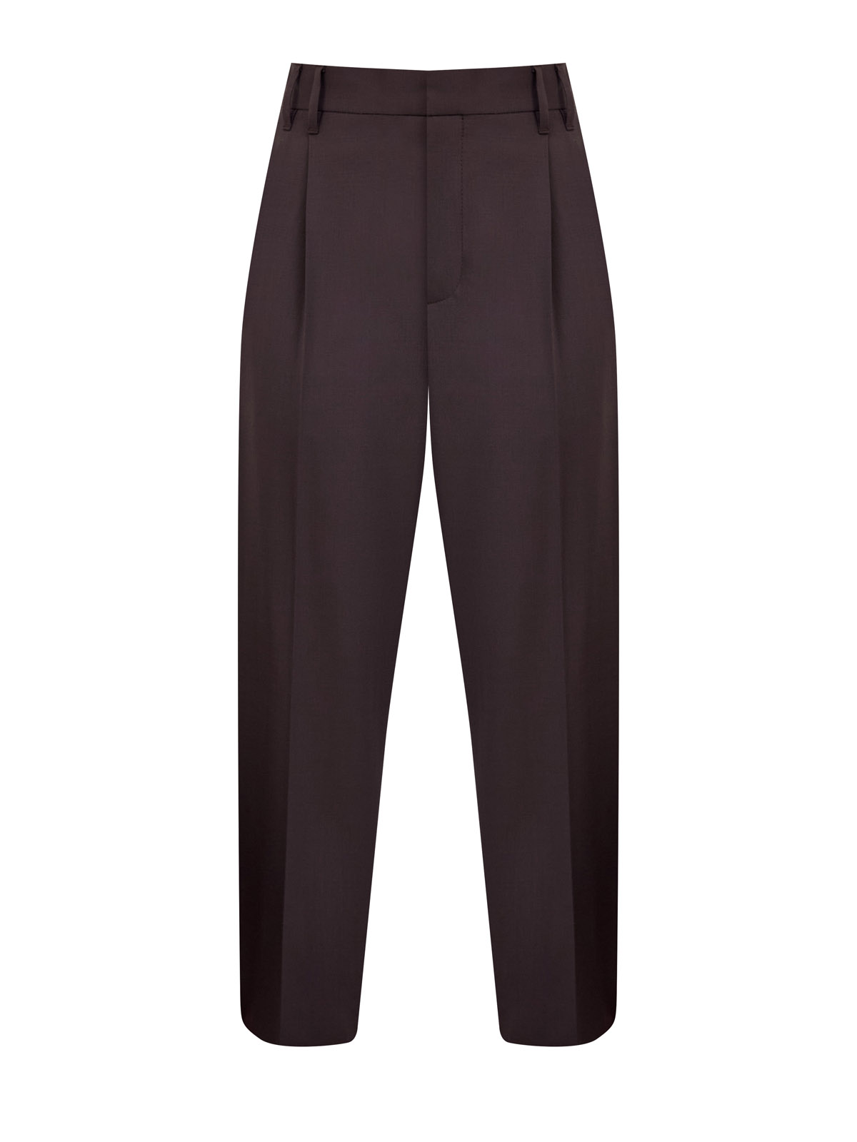 

Брюки Loose из тонкой шерсти с защипами и шлевкой Мониль, Коричневый, Брюки Loose из тонкой шерсти с защипами и шлевкой Мониль