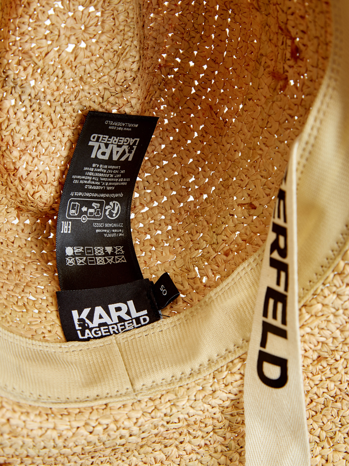Шляпа K/Essential из плетеной рафии с широкой лентой KARL LAGERFELD, цвет бежевый, размер 38;39;40;41;42;37 Шляпа K/Essential из плетеной рафии с широкой лентой - фото 5