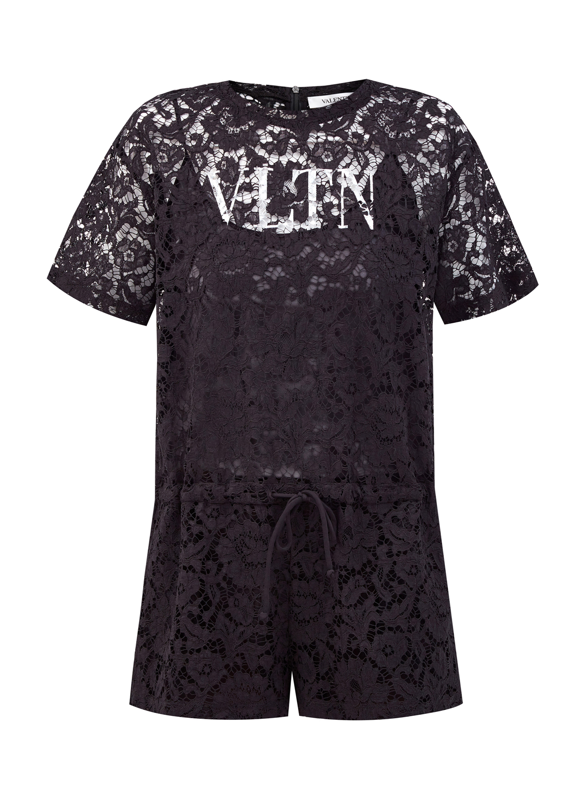 Комбинезон из кружева Heavy Lace с принтом VLTN VALENTINO, цвет черный, размер 44;42 - фото 1