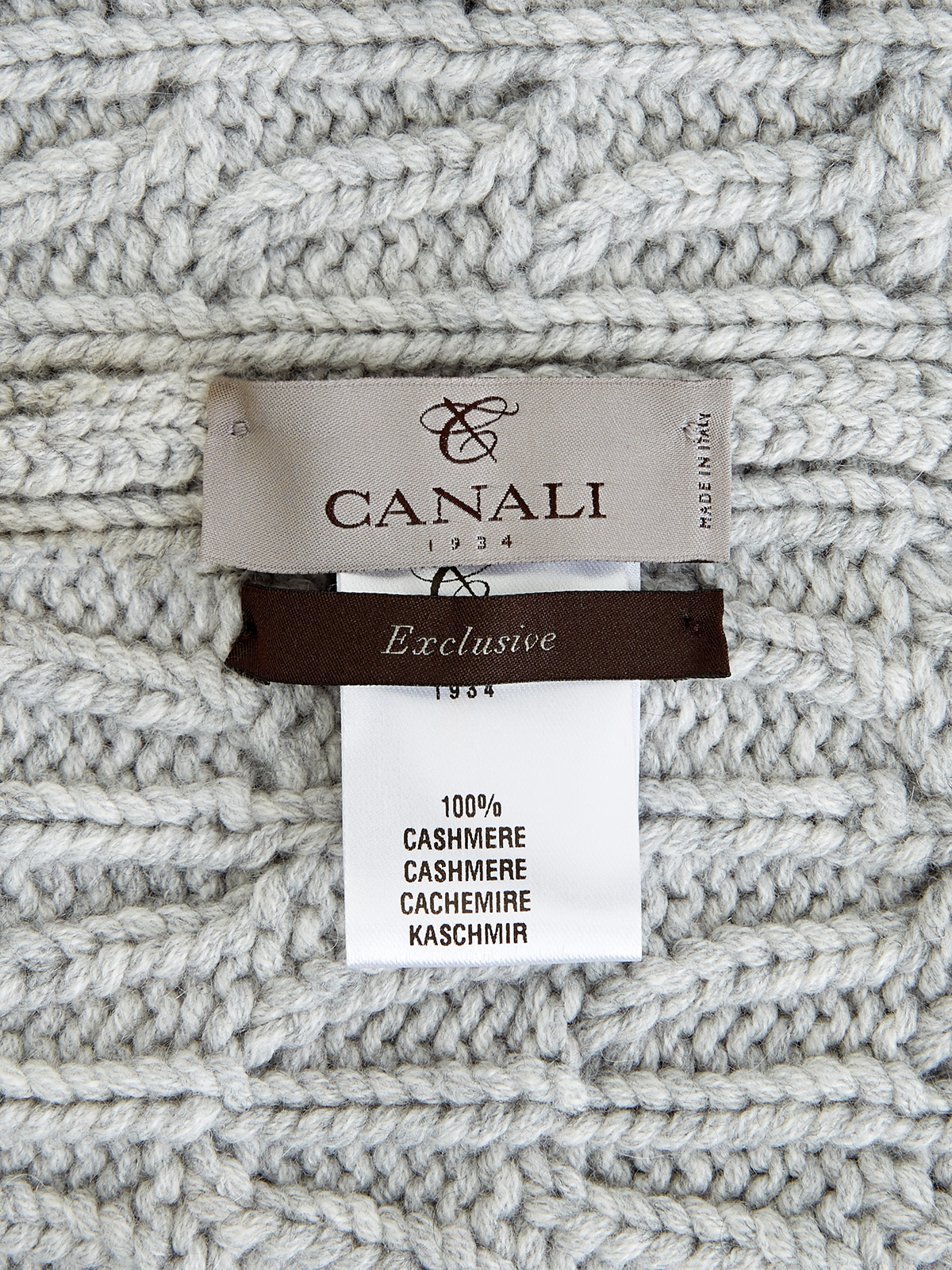 Шапка из теплой кашемировой пряжи узорной вязки CANALI, цвет серый, размер 40;42;44 - фото 4