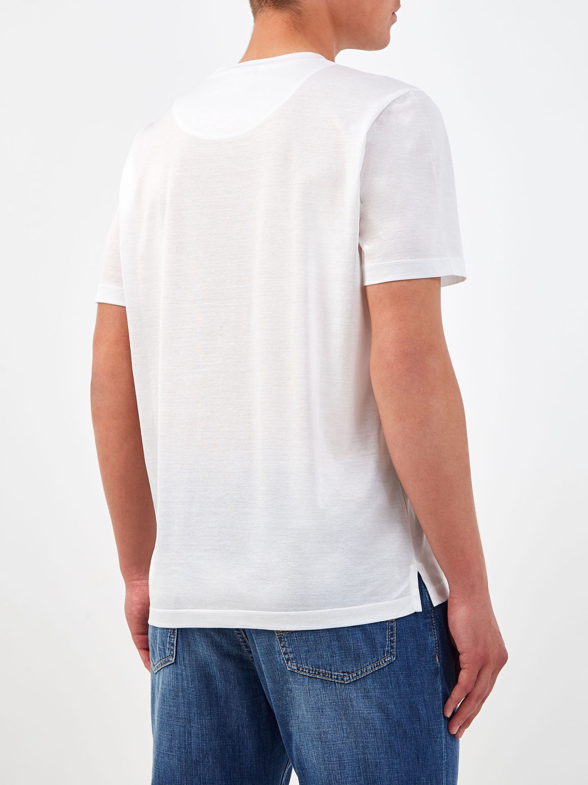 Хлопковая футболка с принтом и вышитым логотипом CANALI, цвет белый, размер 52;54;58;60;62;50 - фото 4