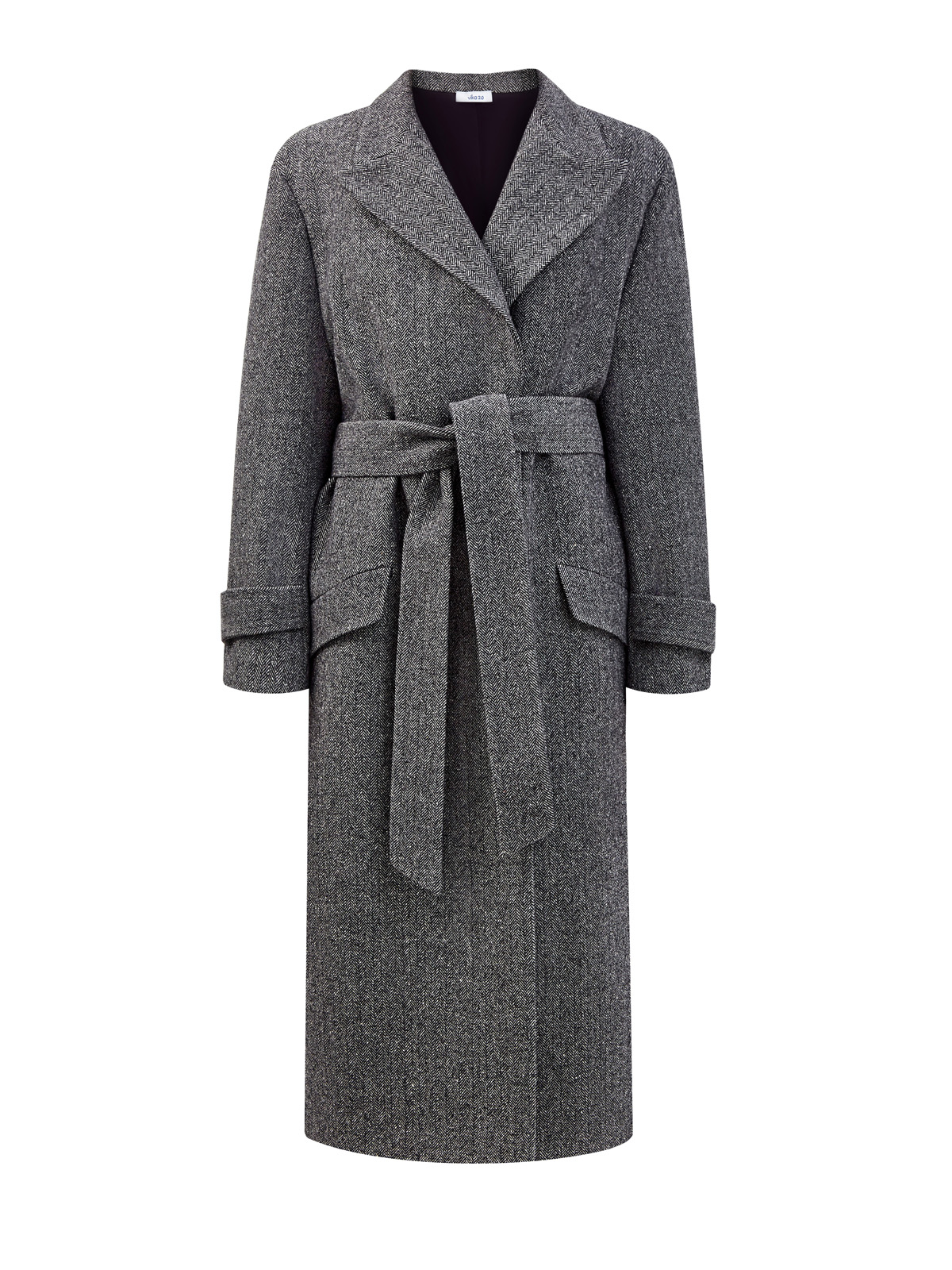Удлиненное пальто из плотного драпа с поясом в тон Vika 2.0, цвет серый, размер 40;42 - фото 1