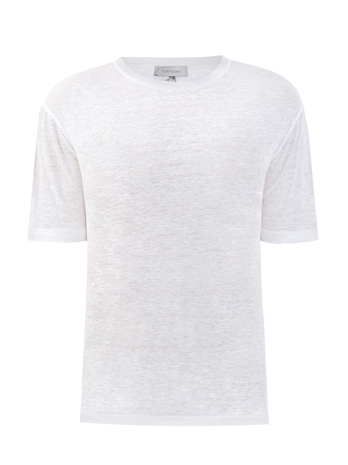 Легкая футболка из льняной ткани в меланжево-белом цвете CORTIGIANI, размер 50;52;56;58 - фото 1