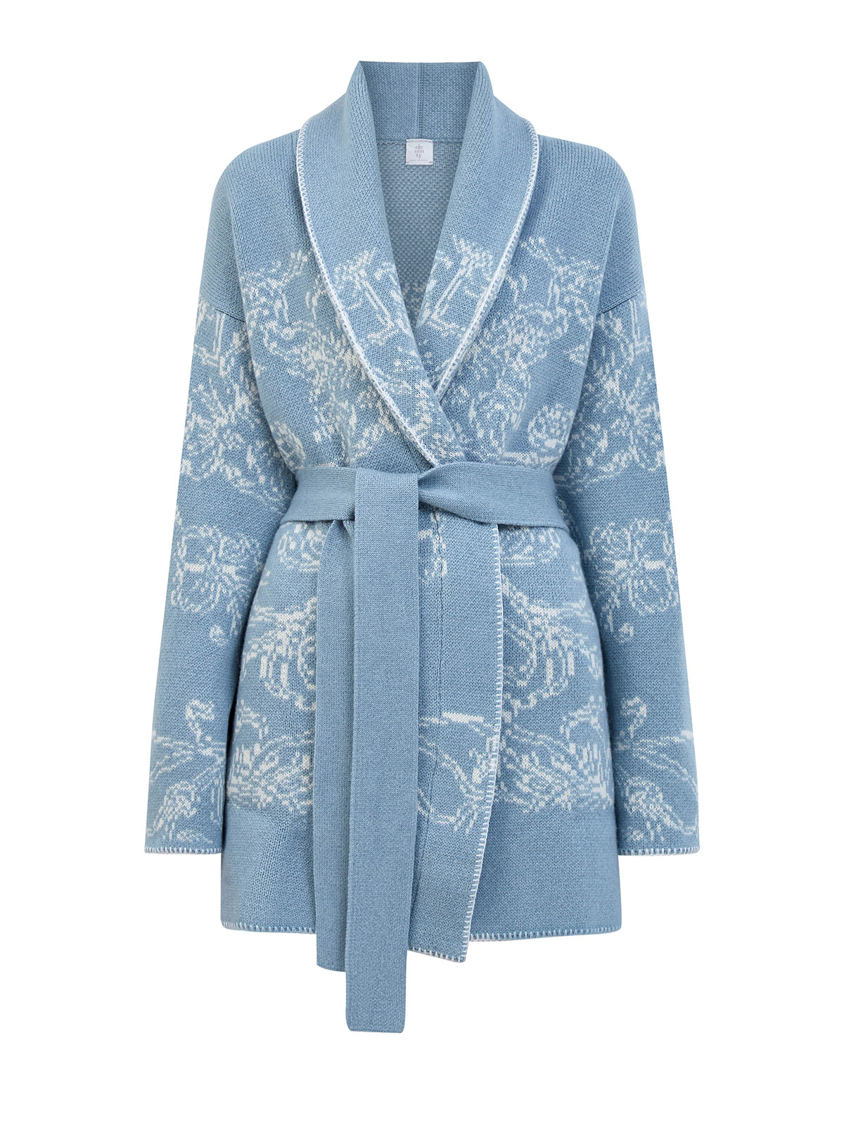 Кашемировый кардиган с вязаным узором и поясом в тон 251820₽