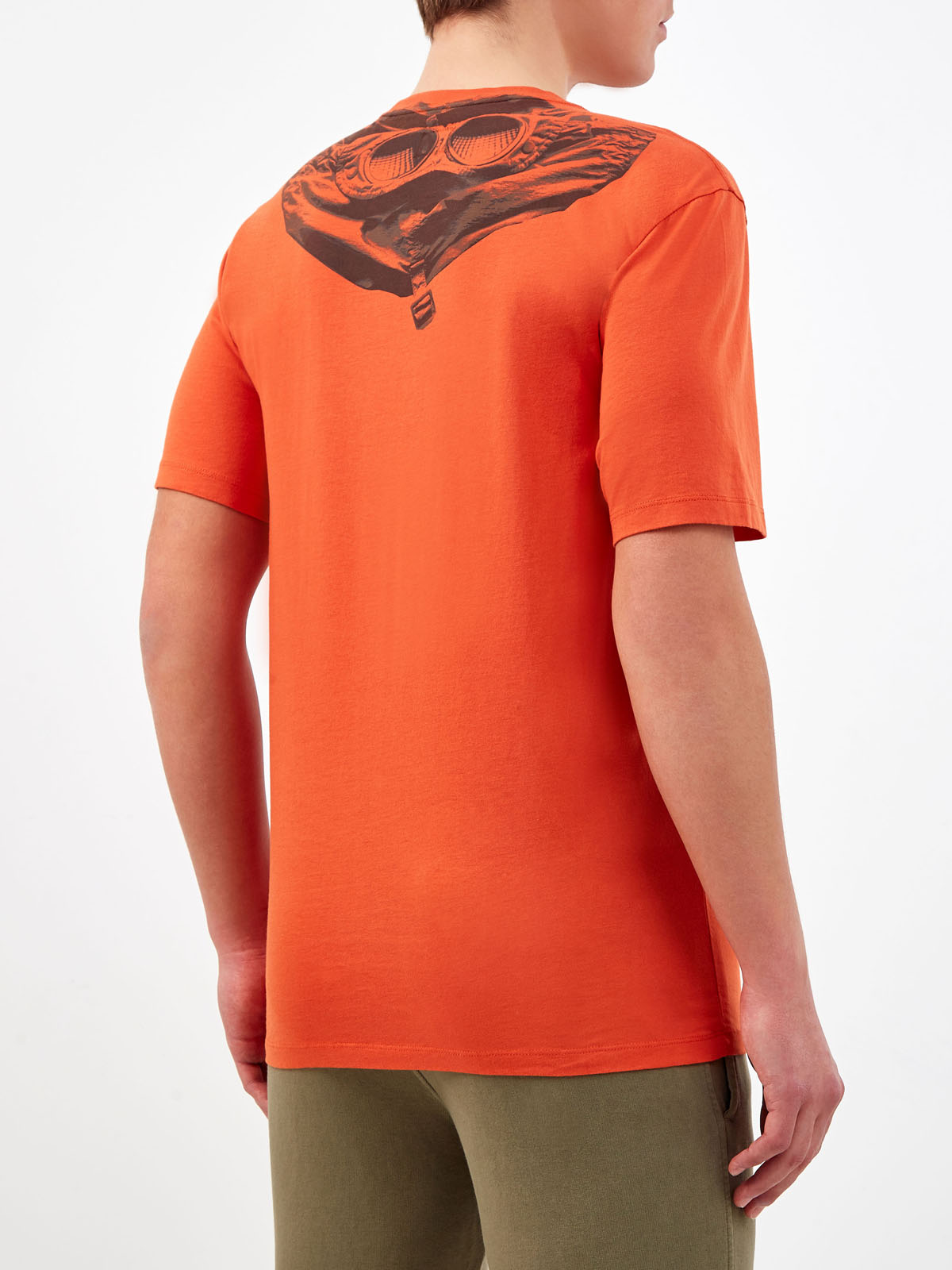 Хлопковая футболка с принтом Goggle Hood и логотипом C.P.COMPANY, цвет оранжевый, размер S;L;XL;2XL - фото 4