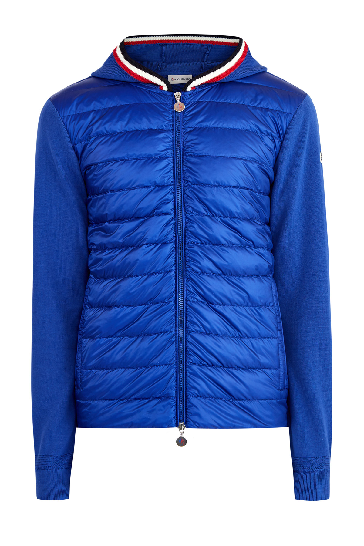 

Толстовка из хлопка с передними планками из глянцевого нейлона, Синий, Толстовка из хлопка с передними планками из глянцевого нейлона