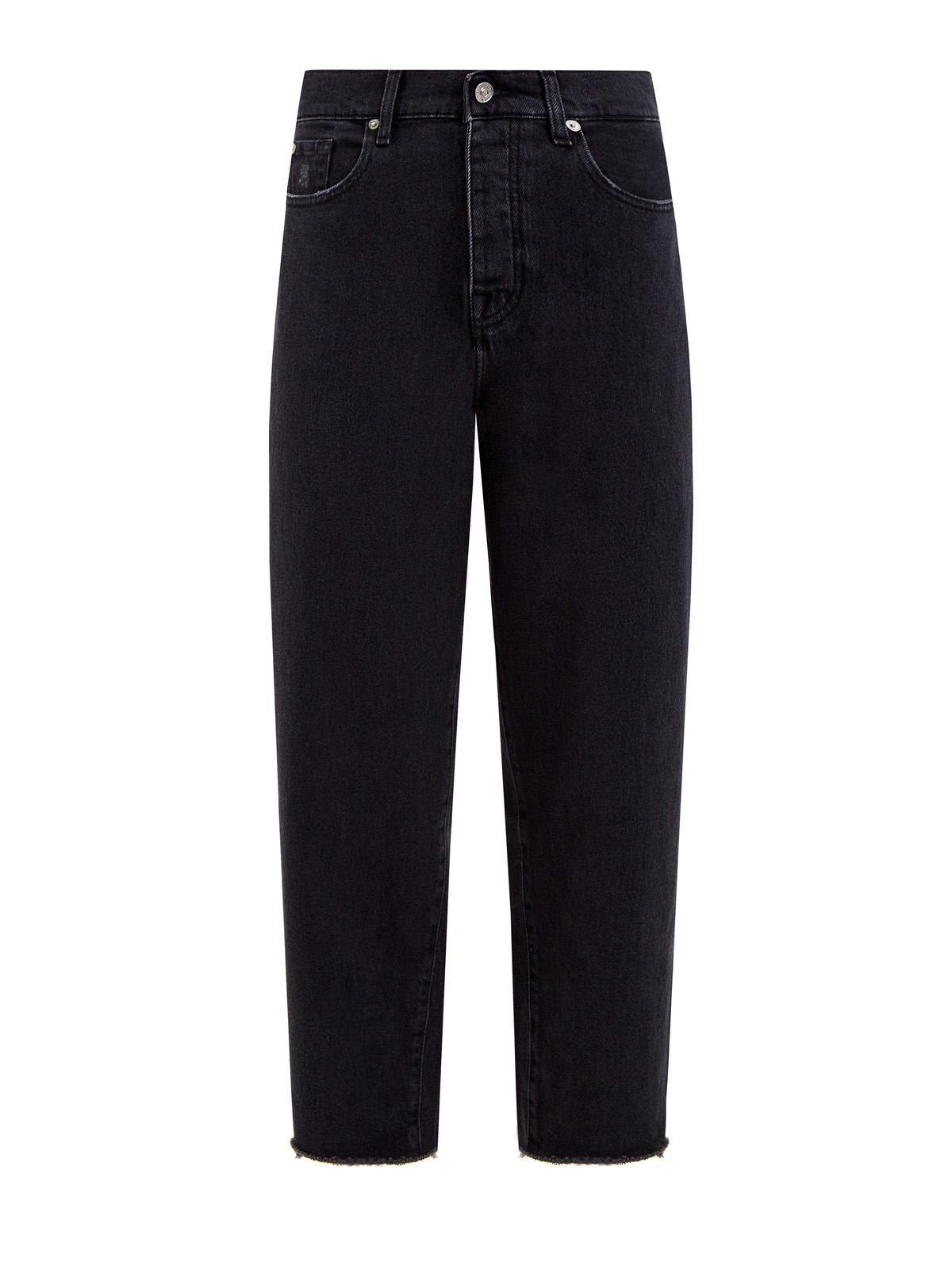 Укороченные джинсы с потертостями и застежкой на пуговицы 7 FOR ALL MANKIND, цвет серый, размер S;M;M;L;S - фото 1