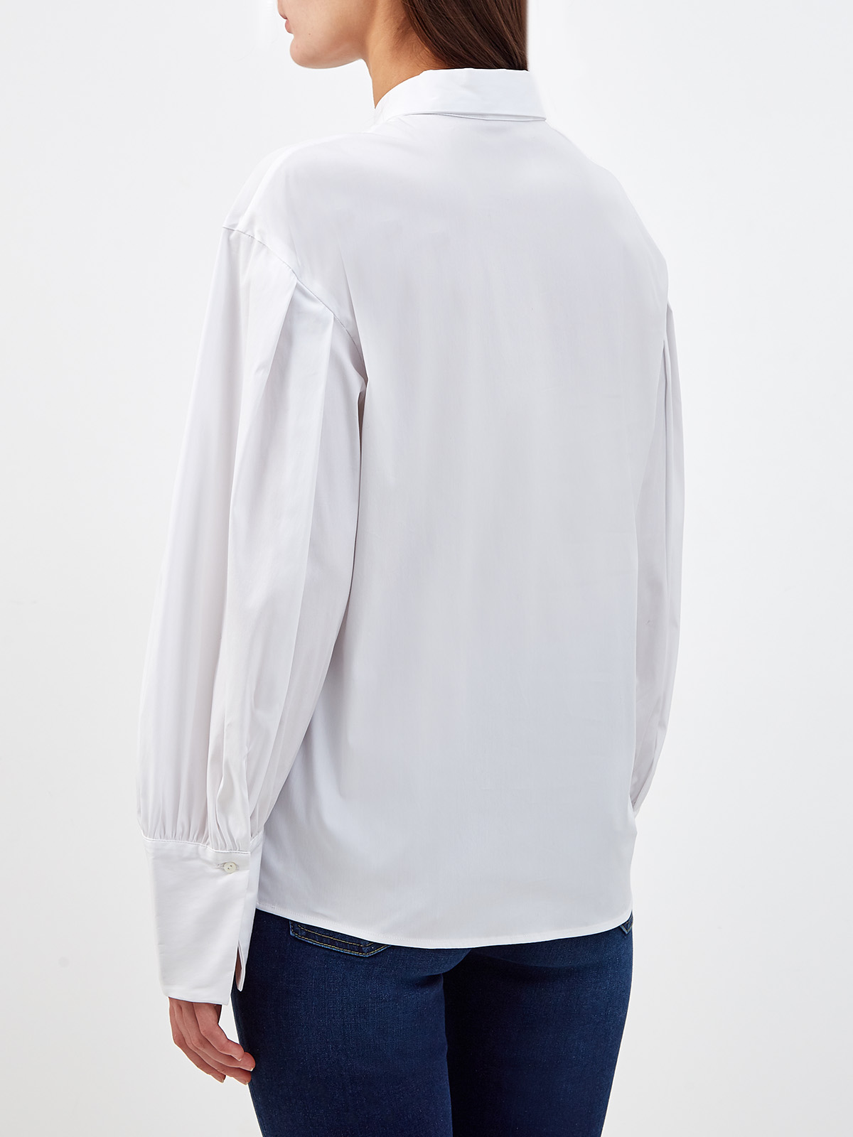 Рубашка с объемными рукавами и ювелирной брошью FABIANA FILIPPI, цвет белый, размер 42;44 - фото 4