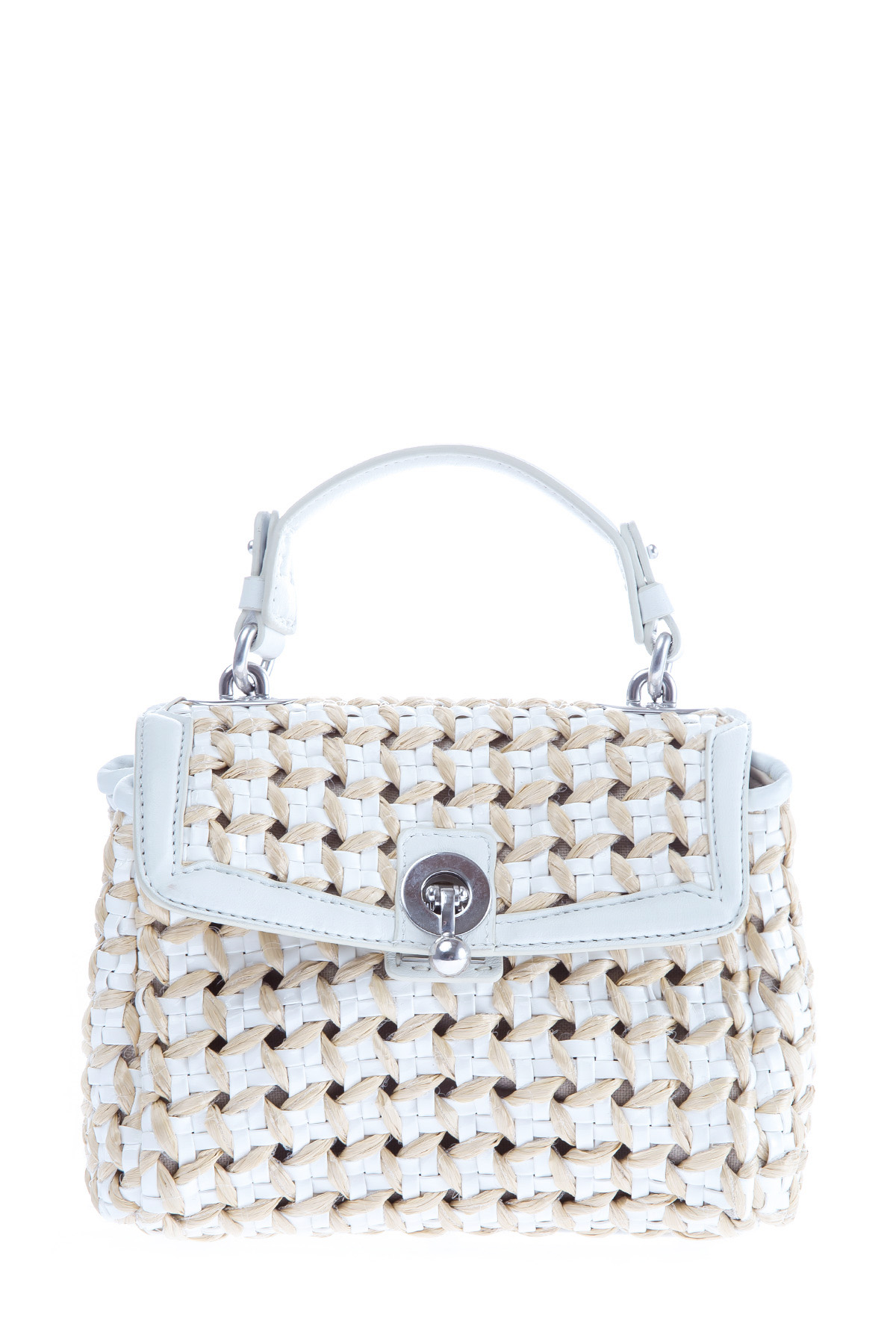 

Сумка Faubourg с плетеной поверхностью из кожи и соломы, Белый, Сумка Faubourg с плетеной поверхностью из кожи и соломы