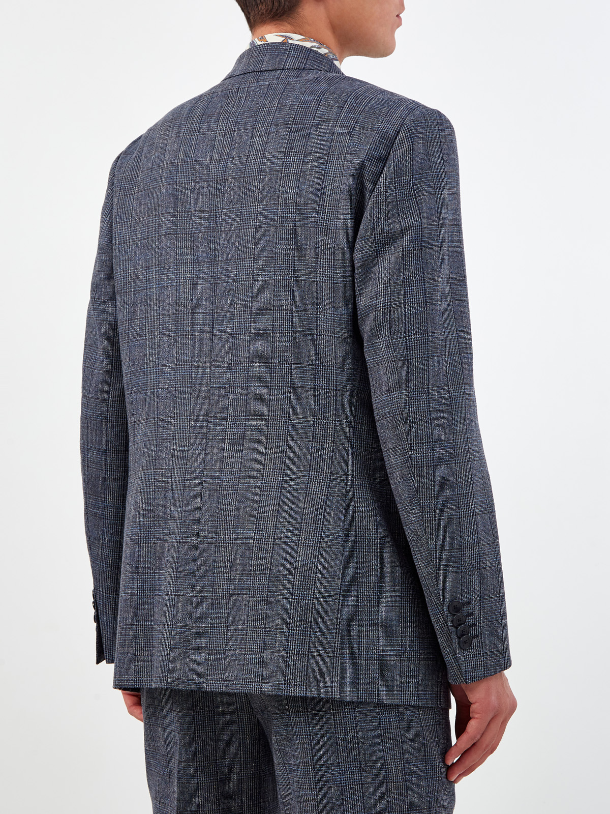 Пиджак из мелованной костюмной ткани с внутренним узором пейсли ETRO, цвет синий, размер 50;52;54 - фото 4