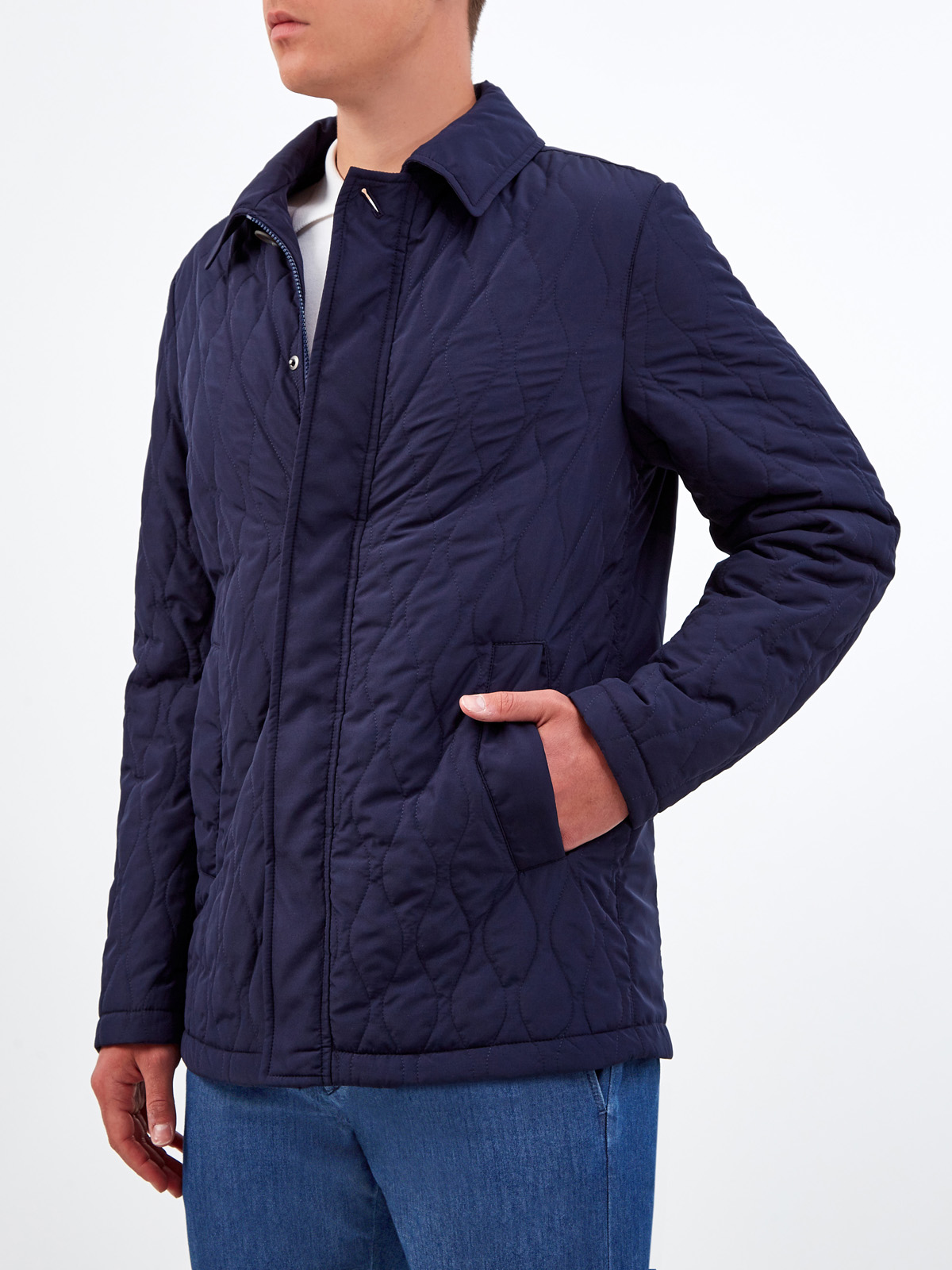 Куртка из стеганого нейлона Rain Protection с отложным воротником CANALI, цвет синий, размер 52;54;56;58;60 - фото 3