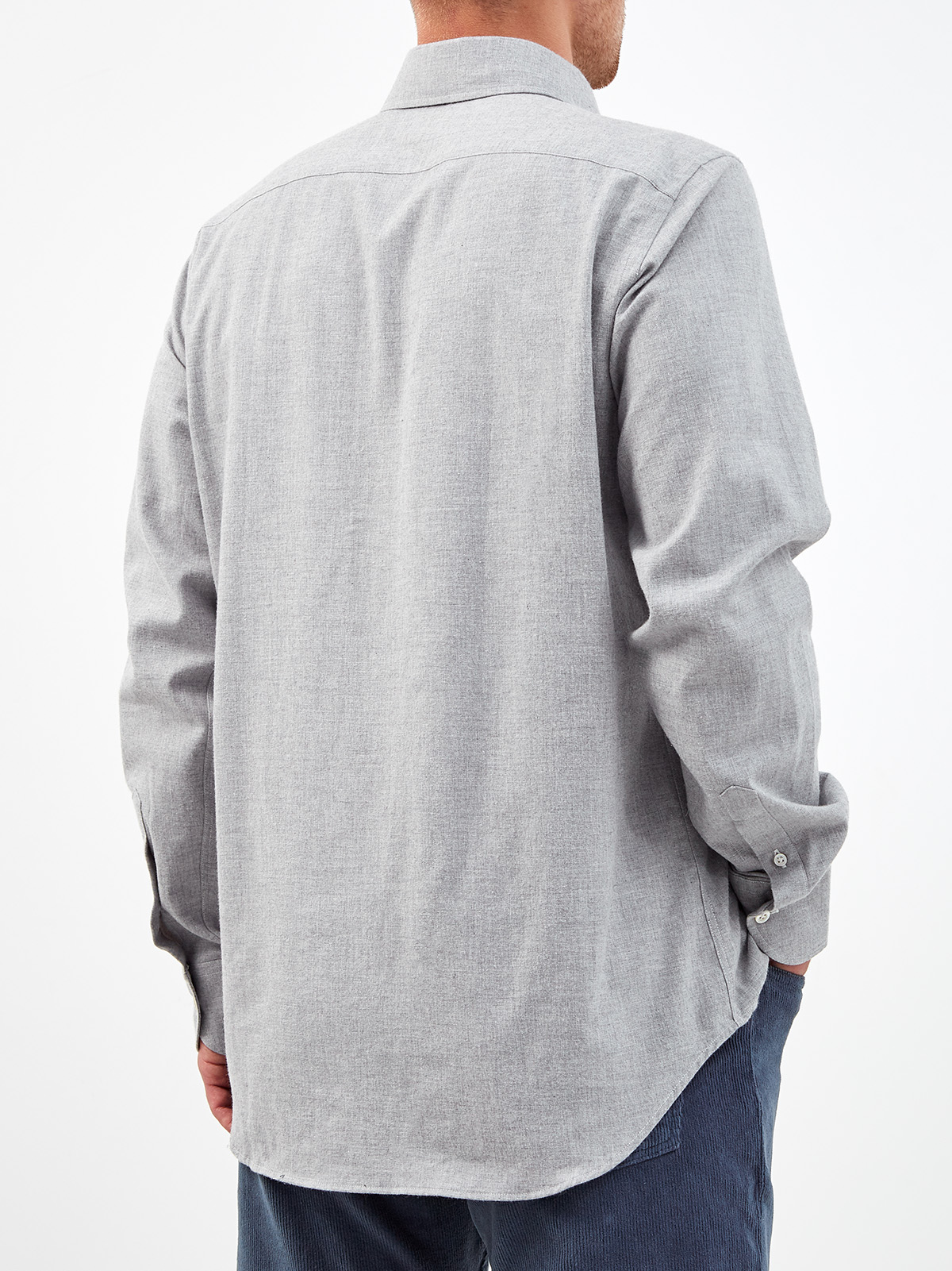 Хлопковая рубашка в оттенке серого меланжа CANALI, цвет серый, размер 50;52;54 - фото 4