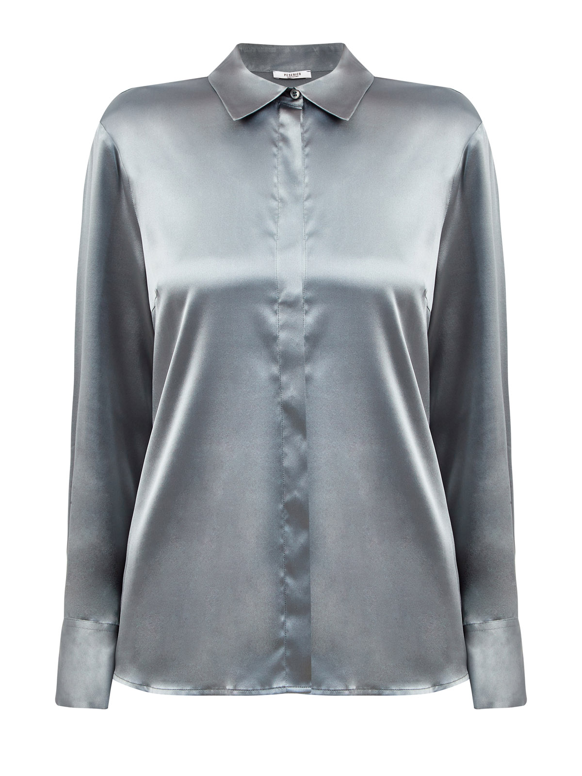 Блуза из струящегося атласного шелка с цепочками Punto Luce PESERICO, цвет зеленый, размер 44;46;48