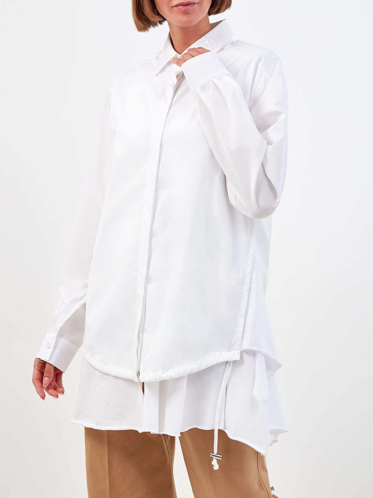 Удлиненная рубашка C-Entela из поплина с эффектом многослойности DIESEL, цвет белый, размер XS;M;S - фото 3