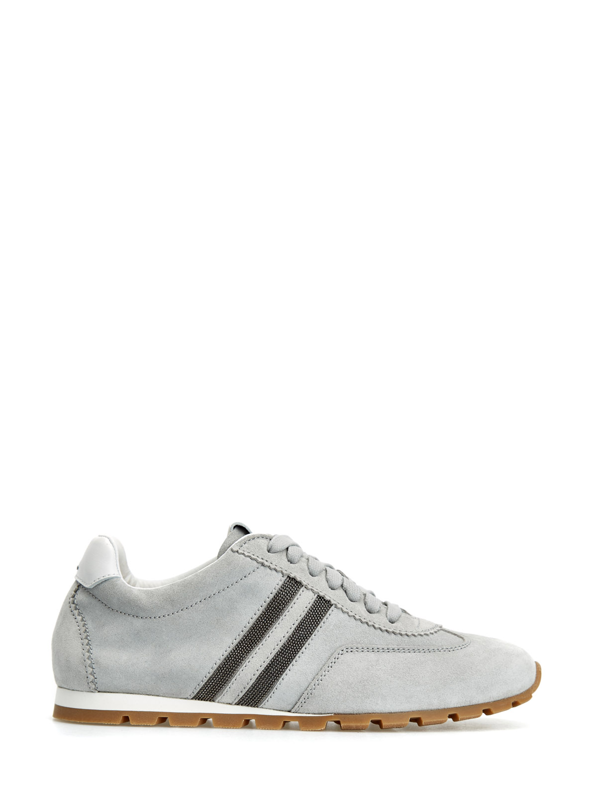 

Замшевые кроссовки с полосками из ювелирных цепочек, Серый, Замшевые кроссовки с полосками из ювелирных цепочек