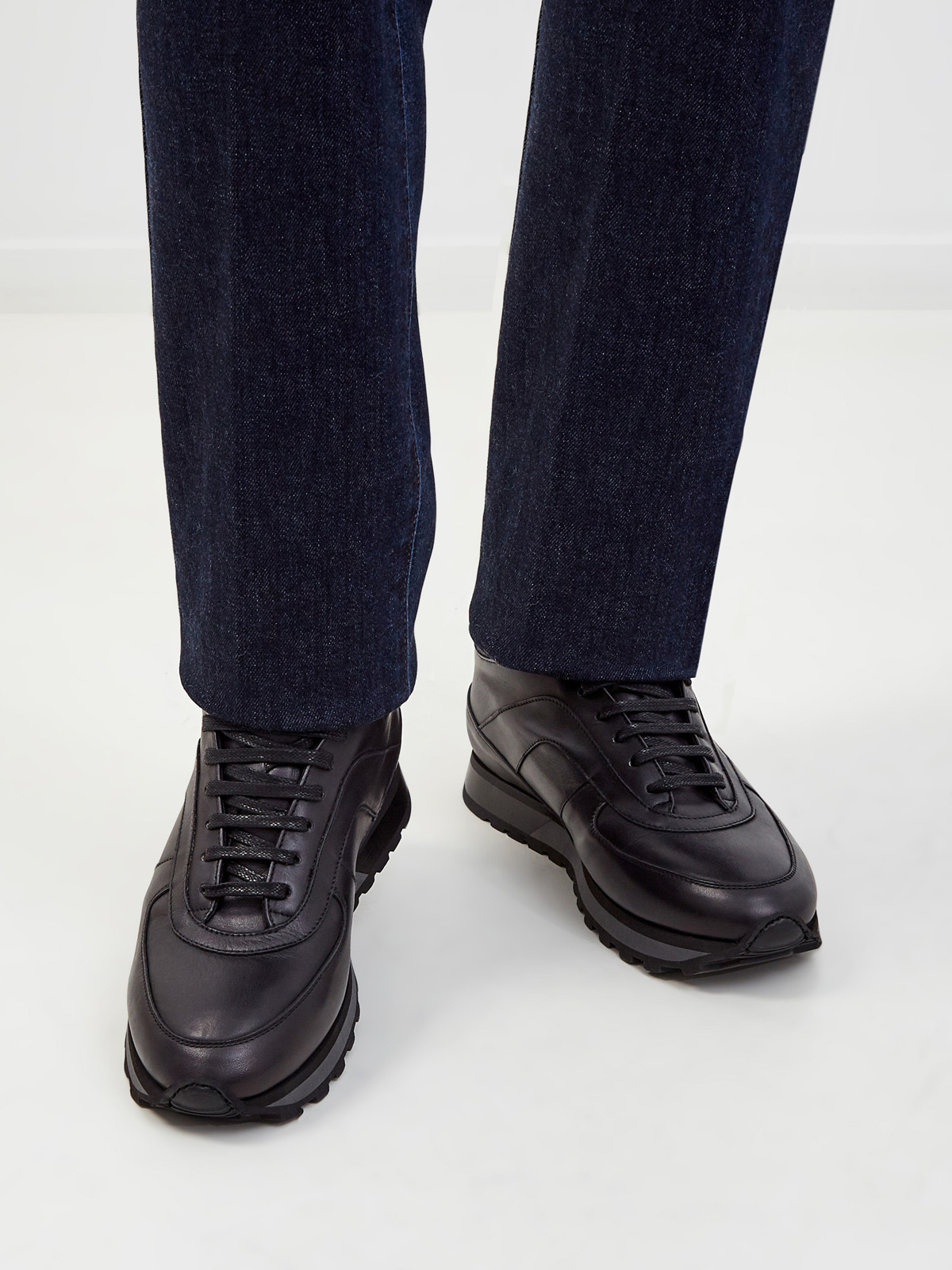 Высокие кроссовки из окрашенной вручную кожи BARRETT, цвет черный, размер 40.5;41;41.5;42;42.5;43;43.5;44 - фото 2
