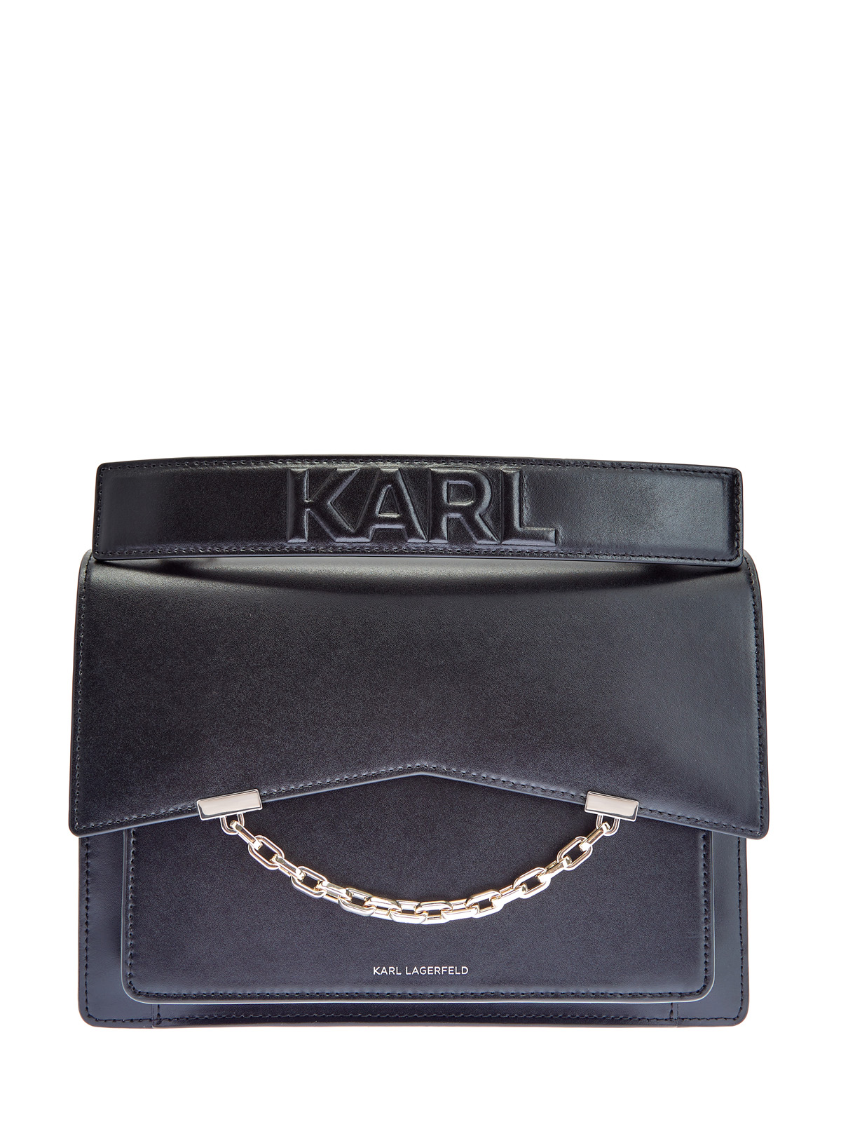 Кожаная сумка K/Karl Seven с отделкой из комбинированного металла KARL LAGERFELD, цвет черный, размер 44 Кожаная сумка K/Karl Seven с отделкой из комбинированного металла - фото 1