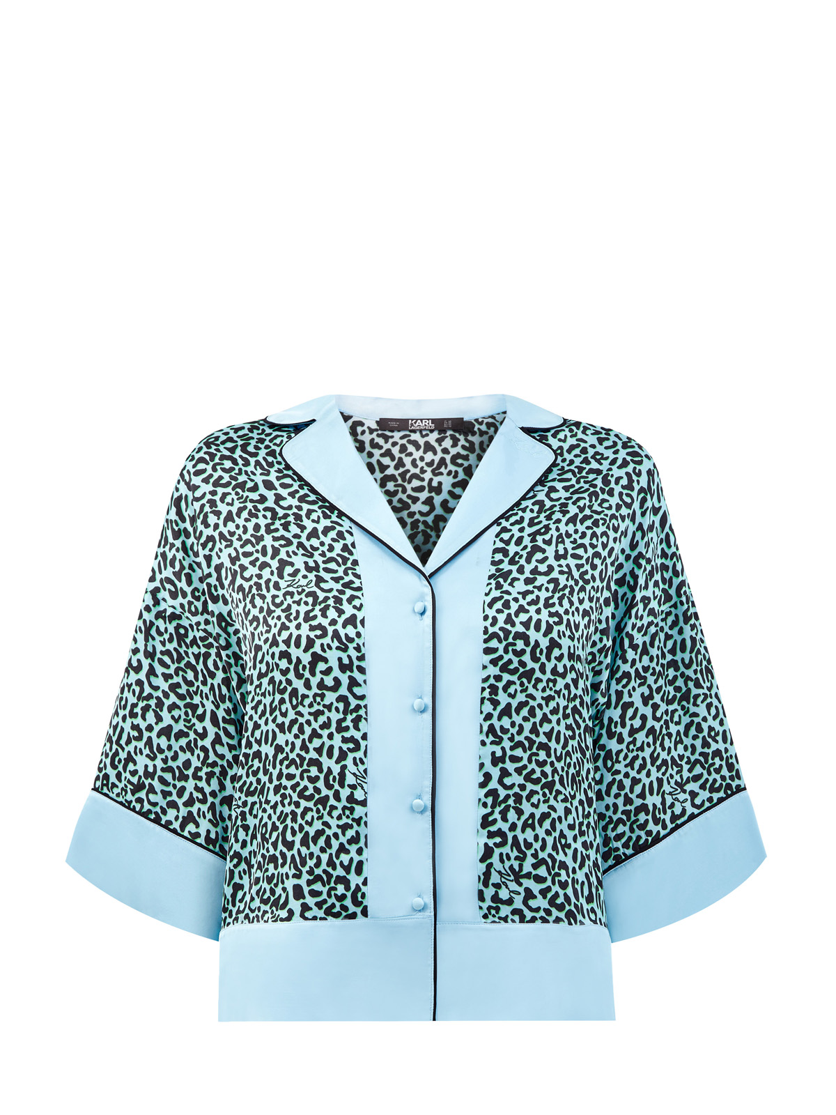 Блуза в пижамном стиле с анималистичным паттерном KARL LAGERFELD, цвет голубой, размер XS;M;L;S