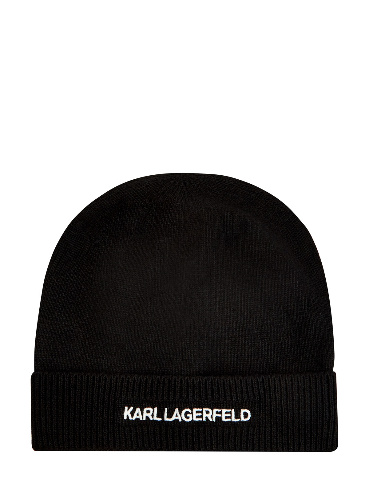 Шапка из эластичной пряжи с контрастной вышивкой KARL LAGERFELD, цвет черный, размер 37;38;38.5;39;39.5