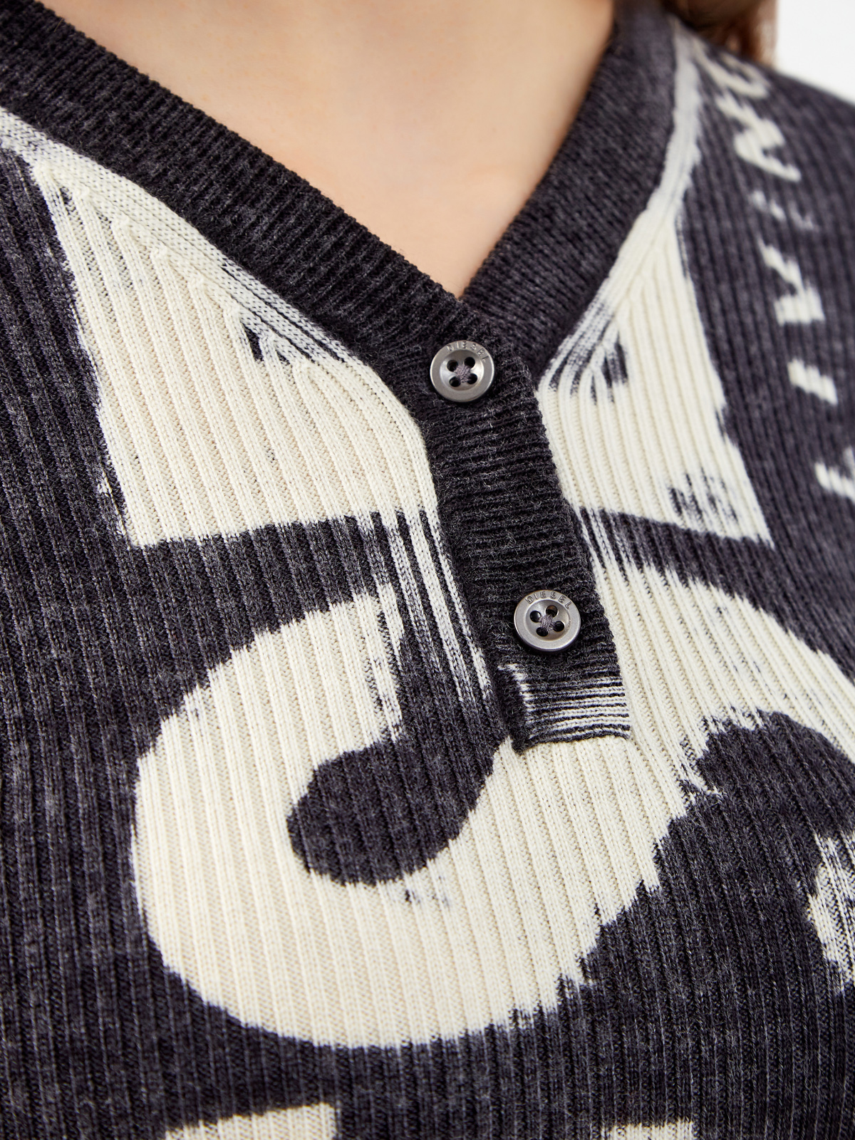 Пуловер M-Arita из тонкой эластичной шерсти с макро-принтом DIESEL, цвет серый, размер L - фото 5