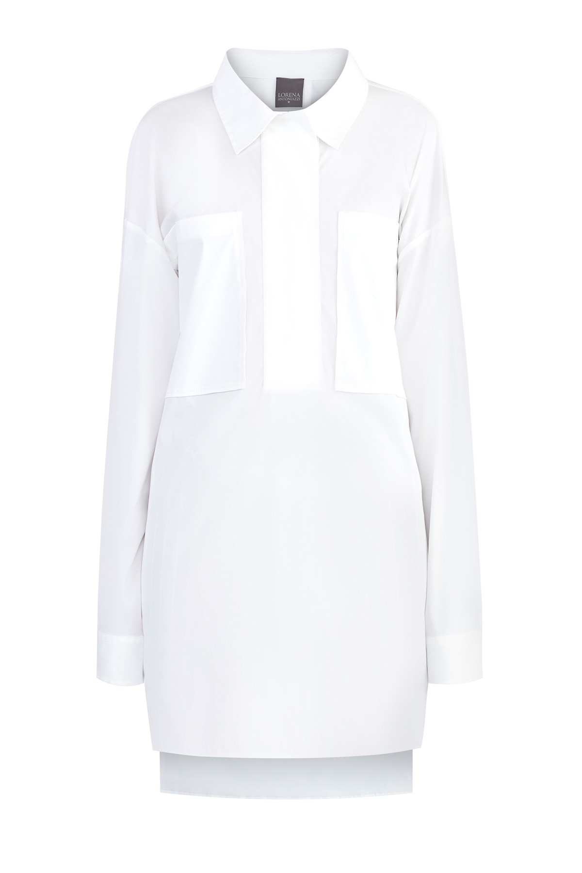 Удлиненная oversize-рубашка с асимметричными кромками LORENA ANTONIAZZI, цвет белый, размер 44 - фото 1